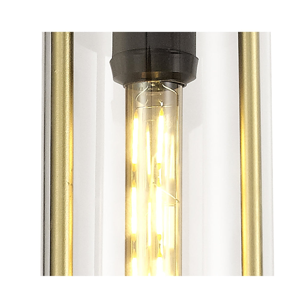 NL75849 Gast Outdoor Pendant 1 Light Black & Gold/Clear Glass