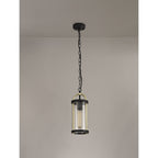 NL75849 Gast Outdoor Pendant 1 Light Black & Gold/Clear Glass