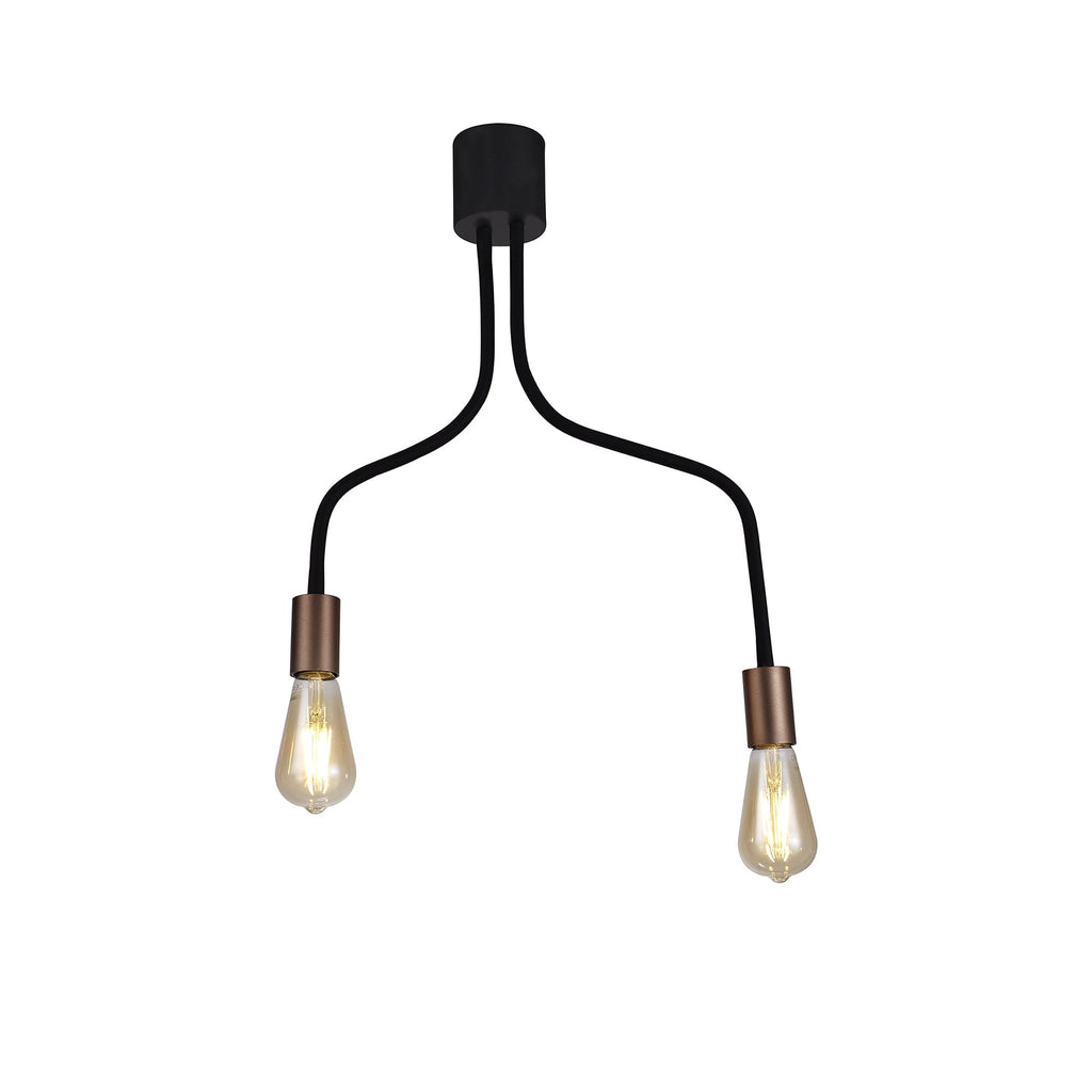 NL76449 Gino Flexible Ceiling 2 Light Satin Black/Brushed Copper