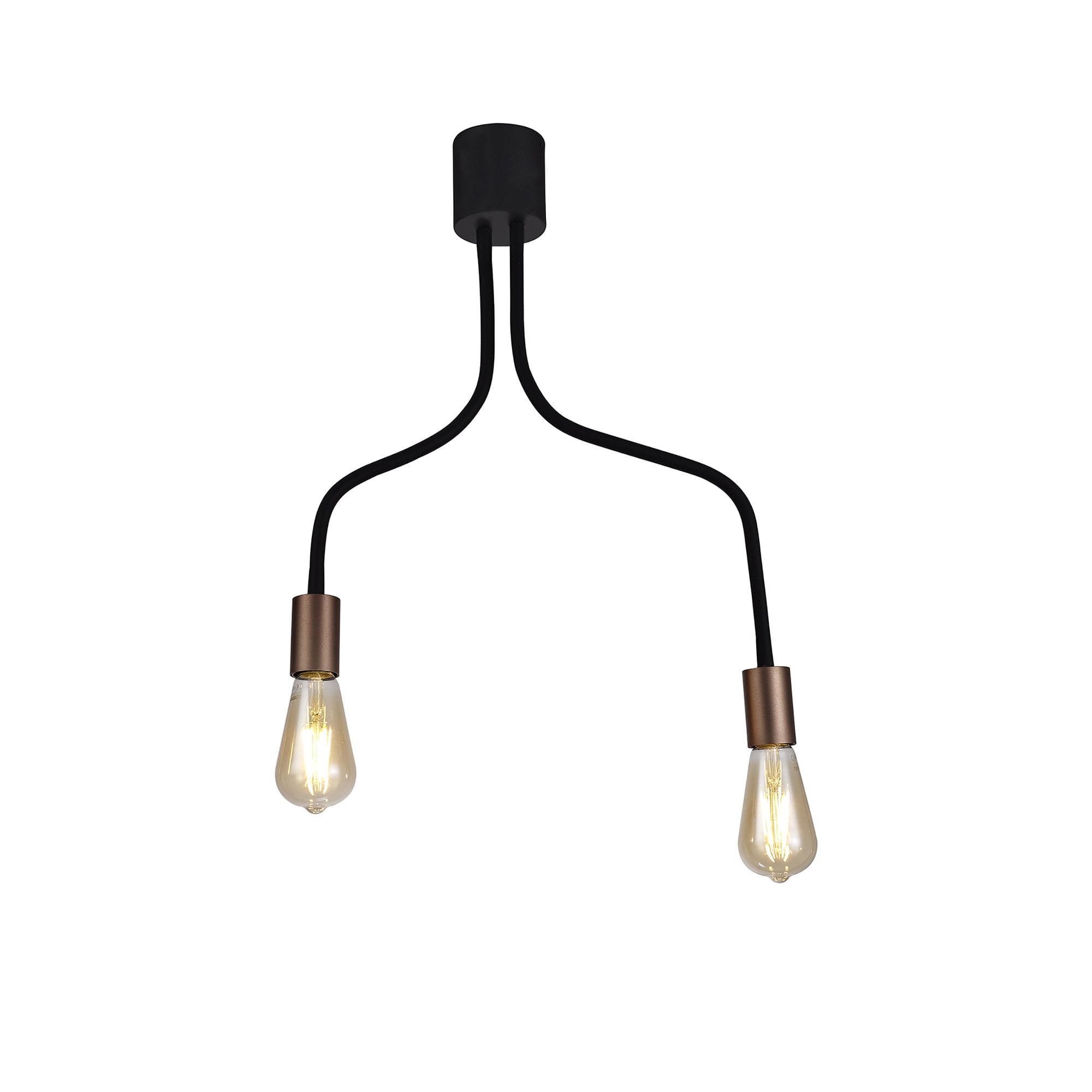 NL76449 Gino Flexible Ceiling 2 Light Satin Black/Brushed Copper