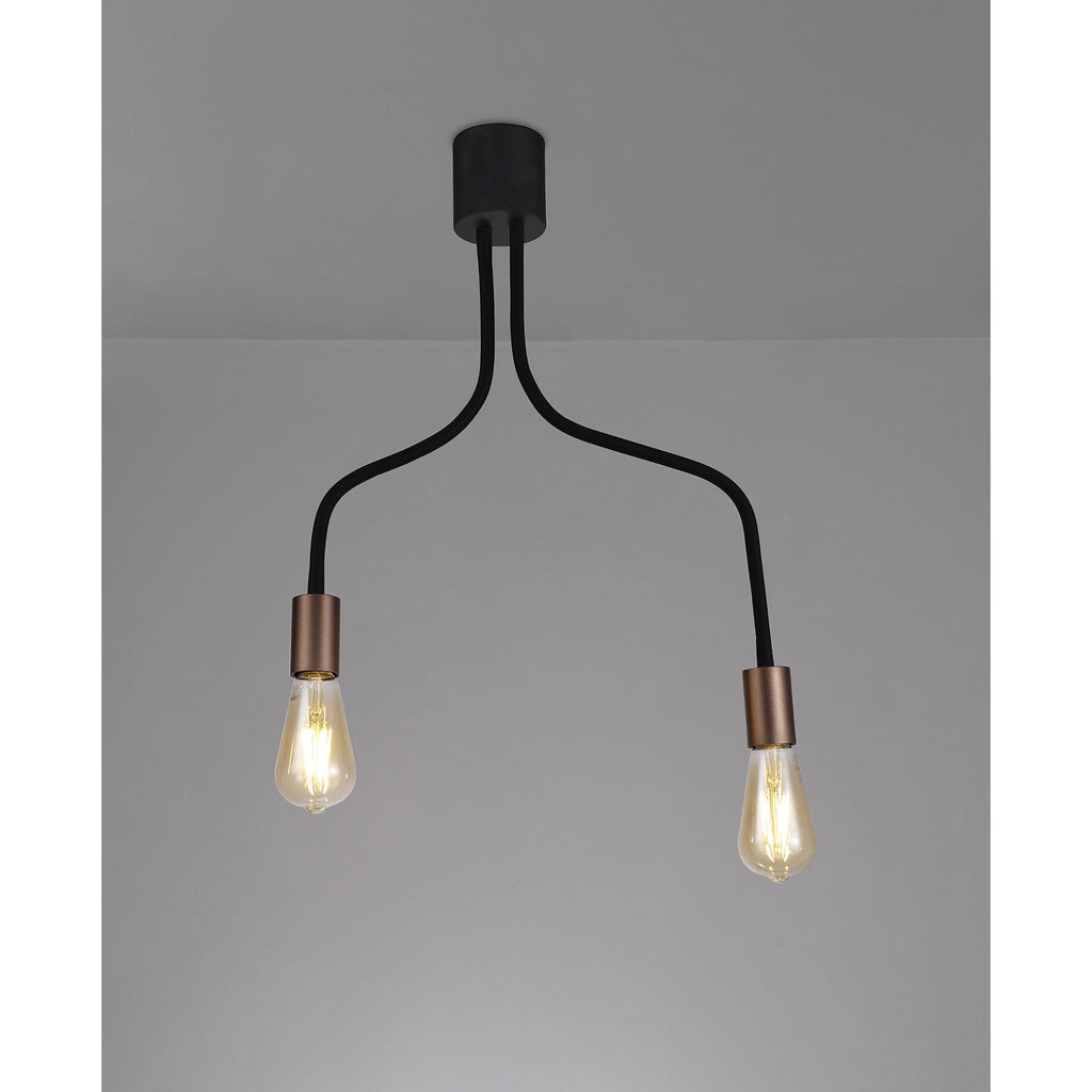 NL76449 Gino Flexible Ceiling 2 Light Satin Black/Brushed Copper