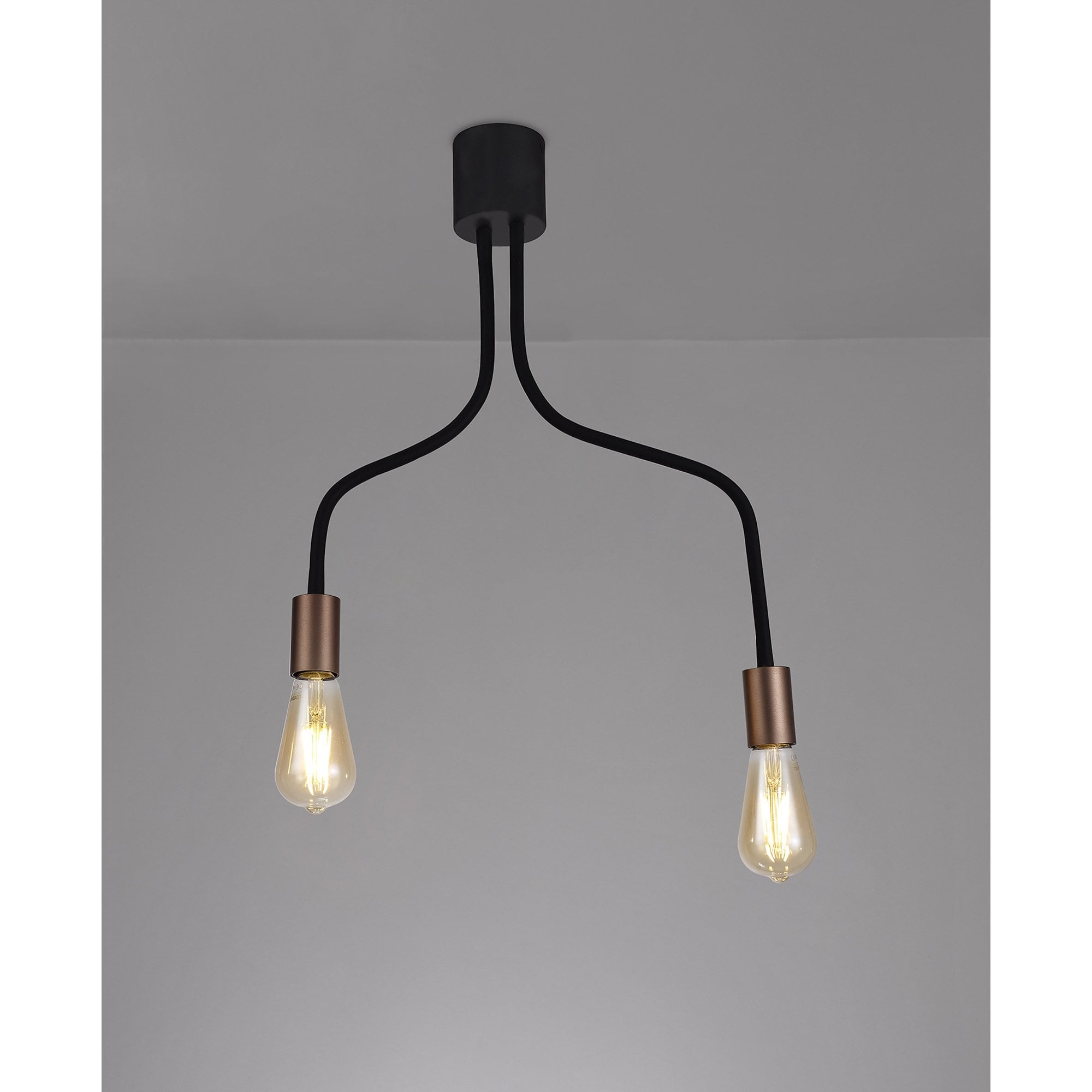 NL76449 Gino Flexible Ceiling 2 Light Satin Black/Brushed Copper
