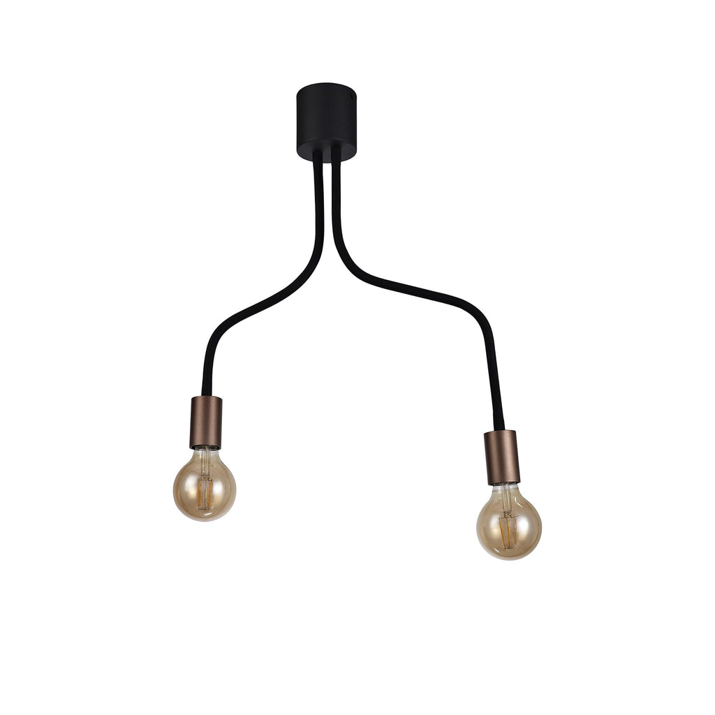 NL76449 Gino Flexible Ceiling 2 Light Satin Black/Brushed Copper