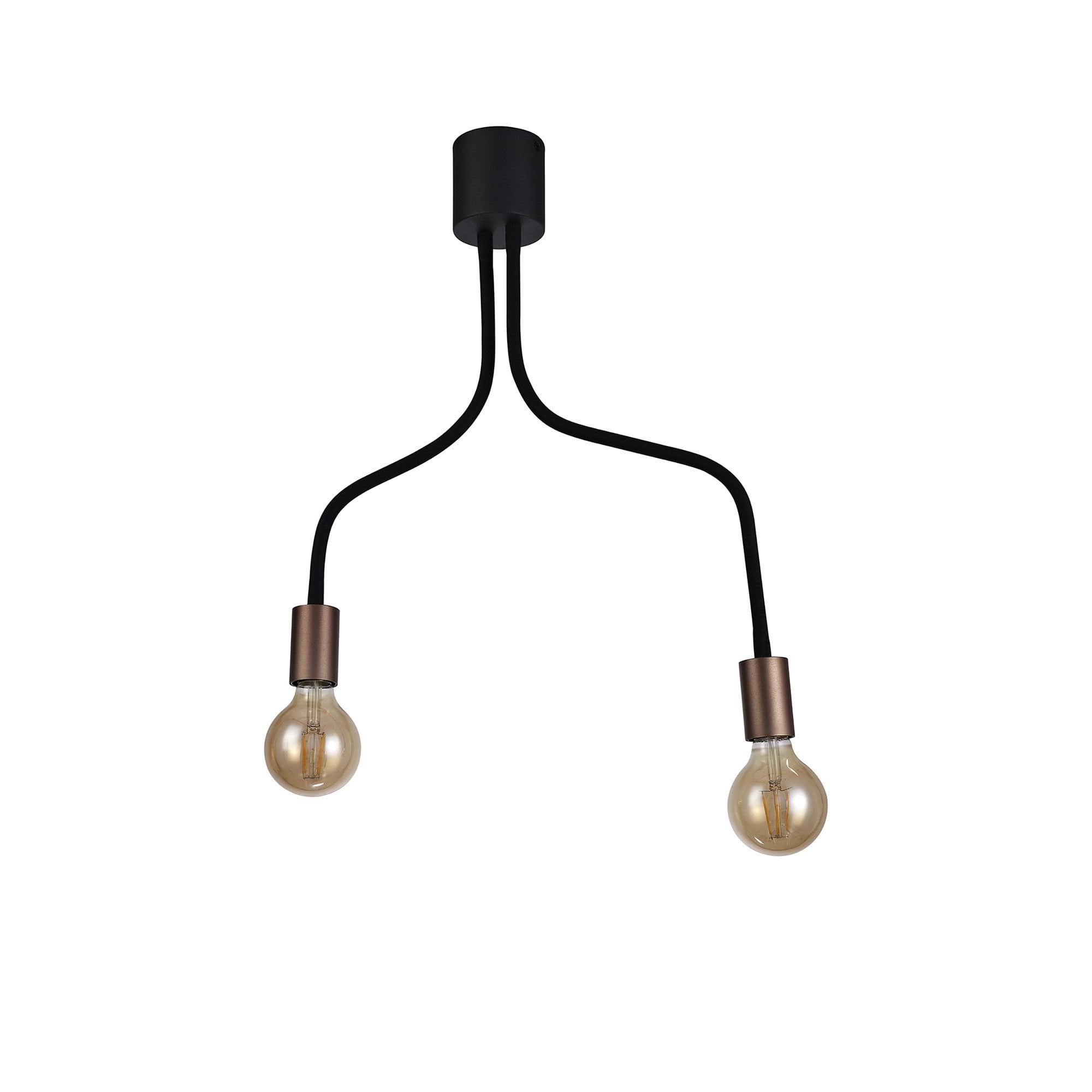NL76449 Gino Flexible Ceiling 2 Light Satin Black/Brushed Copper