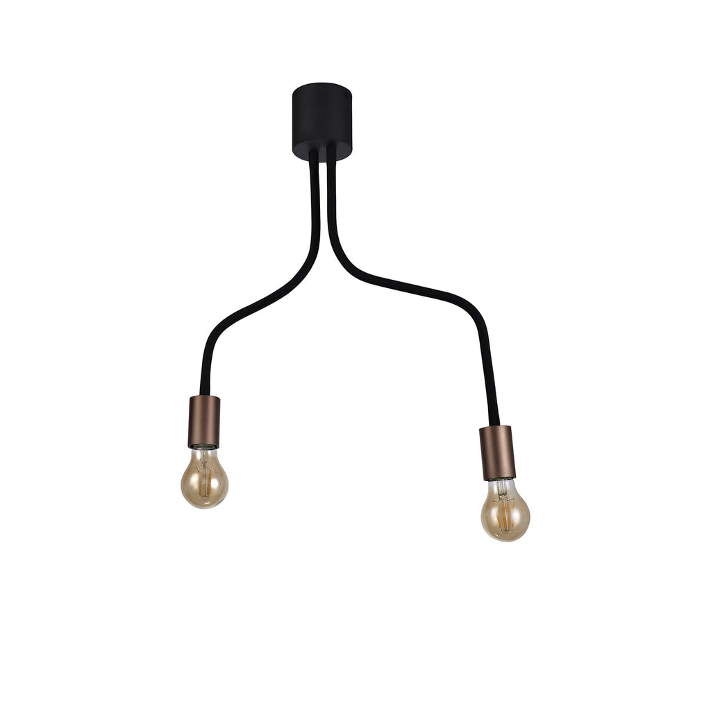 NL76449 Gino Flexible Ceiling 2 Light Satin Black/Brushed Copper