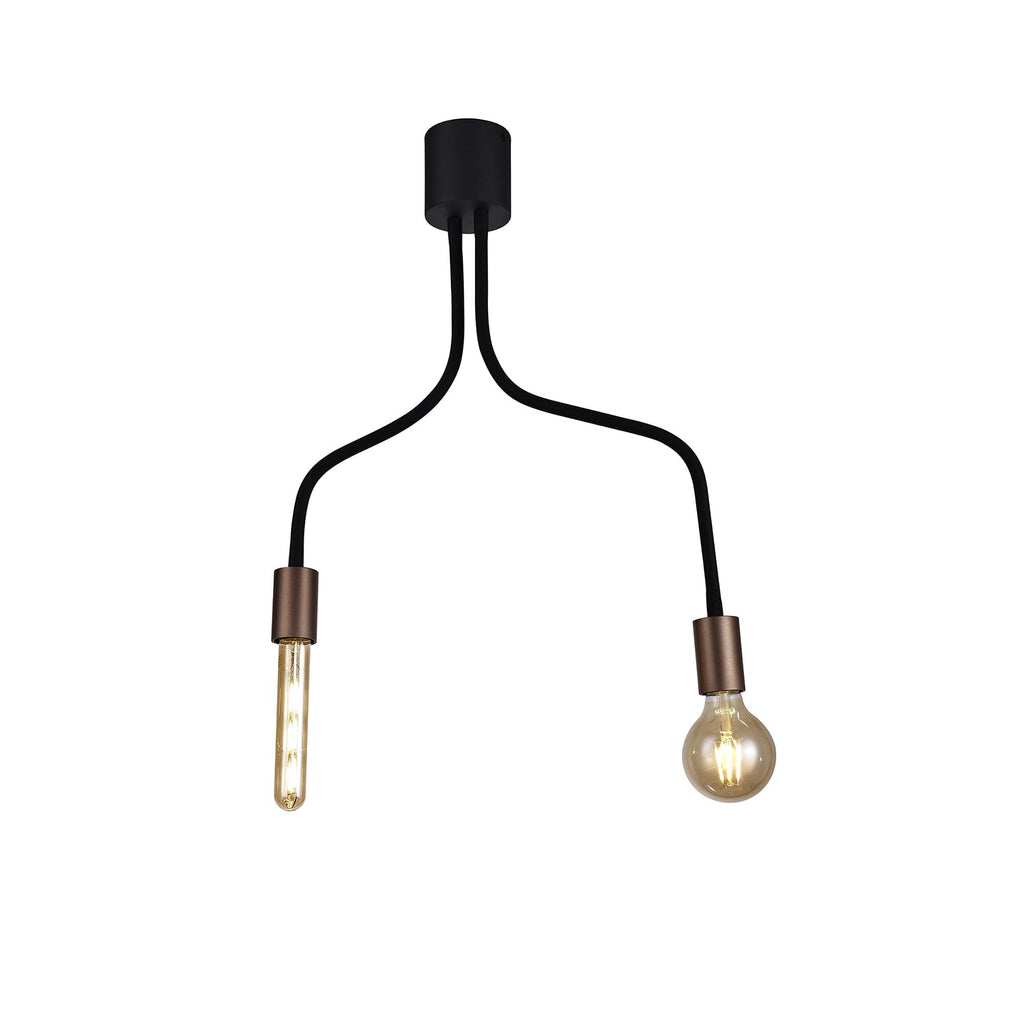 NL76449 Gino Flexible Ceiling 2 Light Satin Black/Brushed Copper