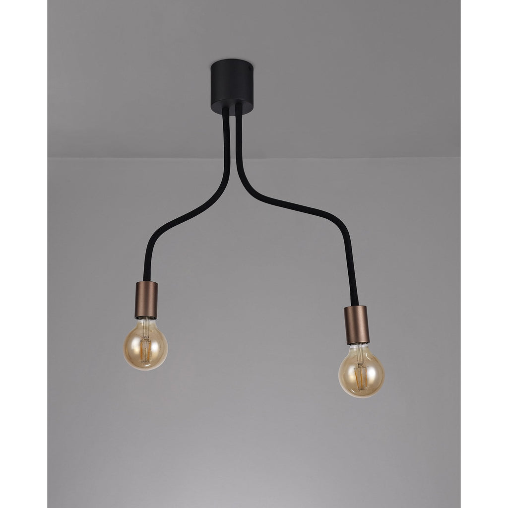 NL76449 Gino Flexible Ceiling 2 Light Satin Black/Brushed Copper