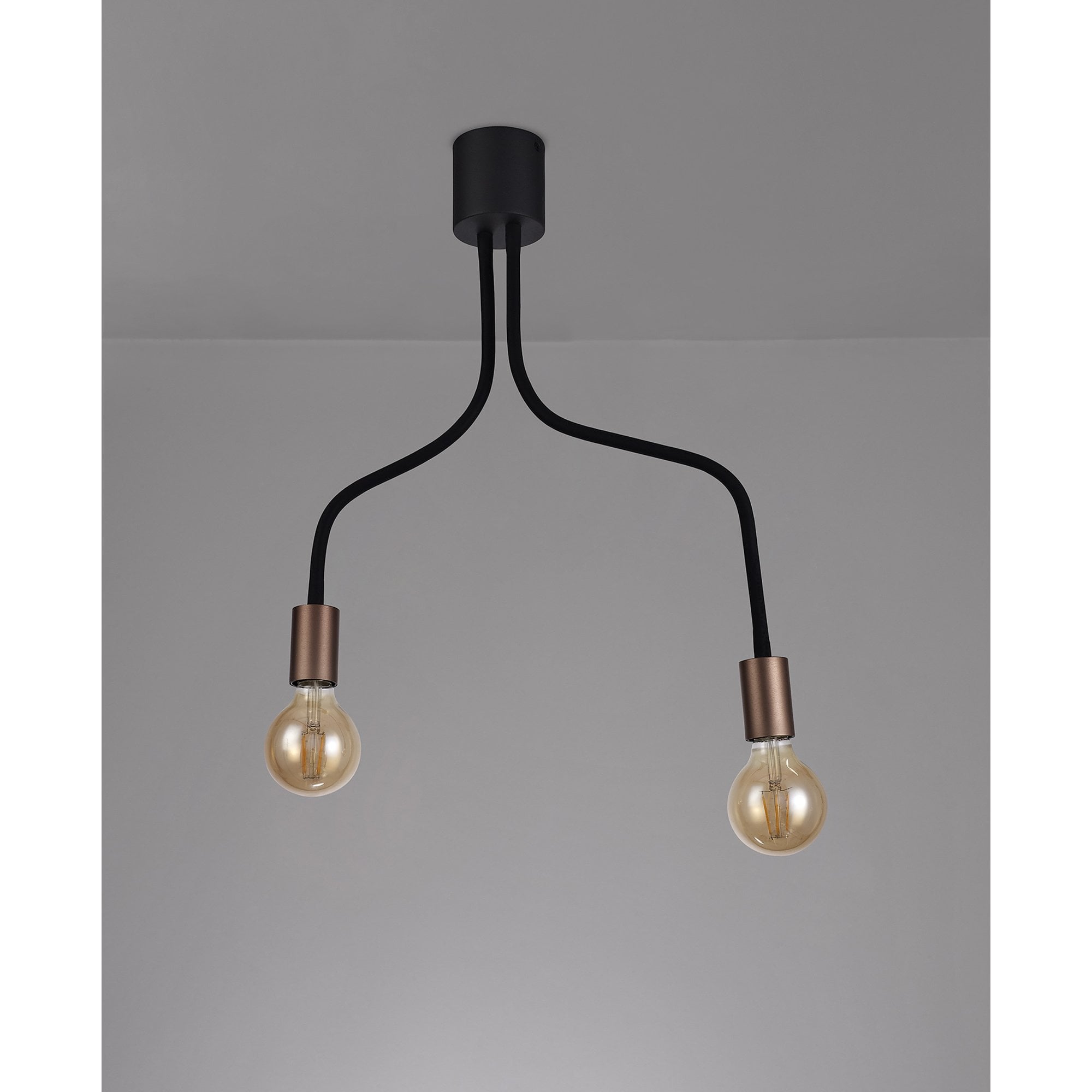 NL76449 Gino Flexible Ceiling 2 Light Satin Black/Brushed Copper