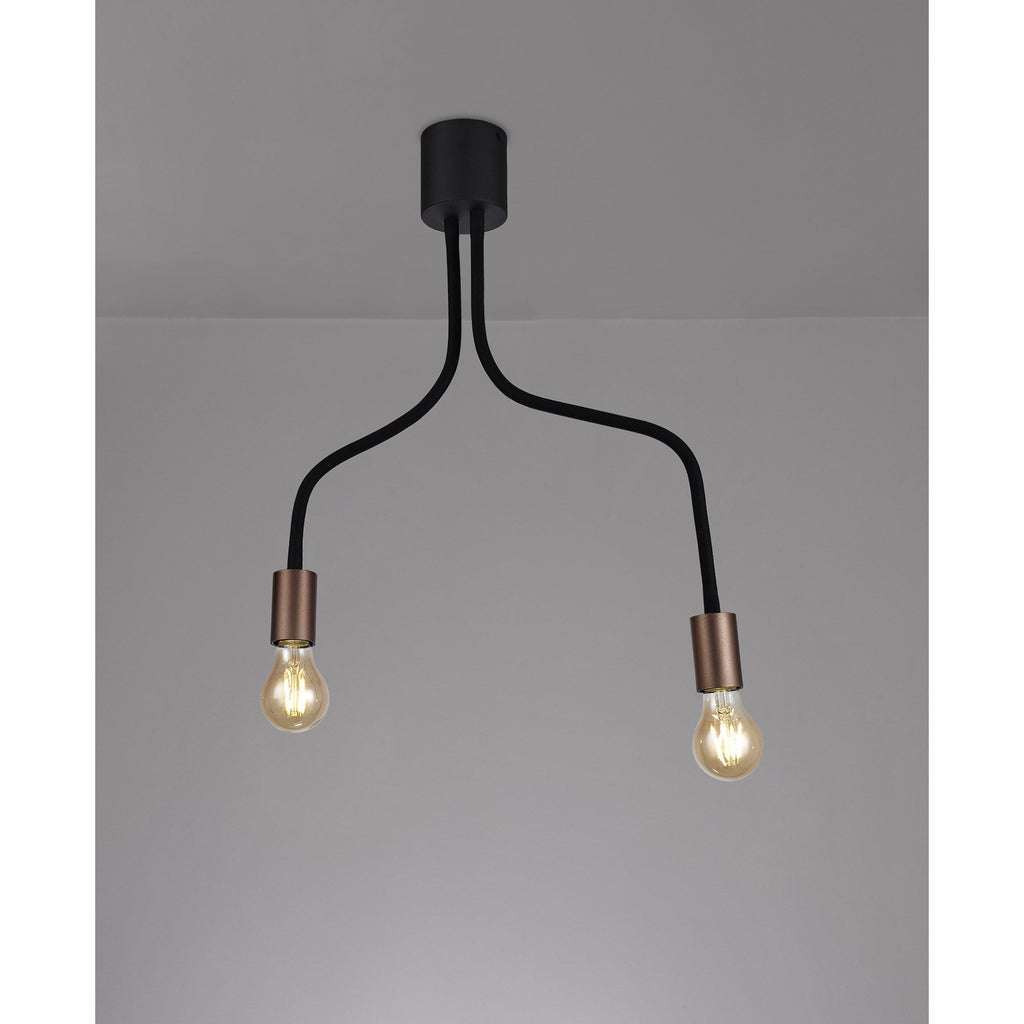 NL76449 Gino Flexible Ceiling 2 Light Satin Black/Brushed Copper