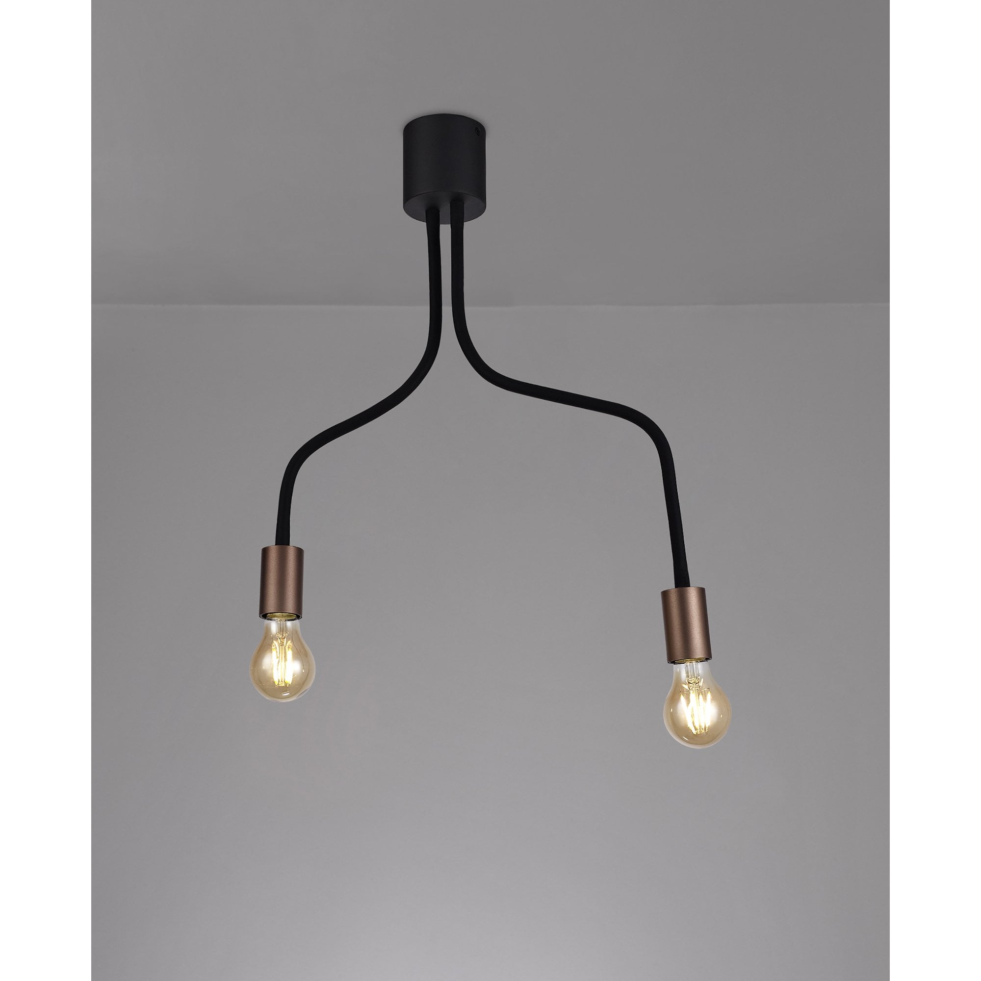 NL76449 Gino Flexible Ceiling 2 Light Satin Black/Brushed Copper