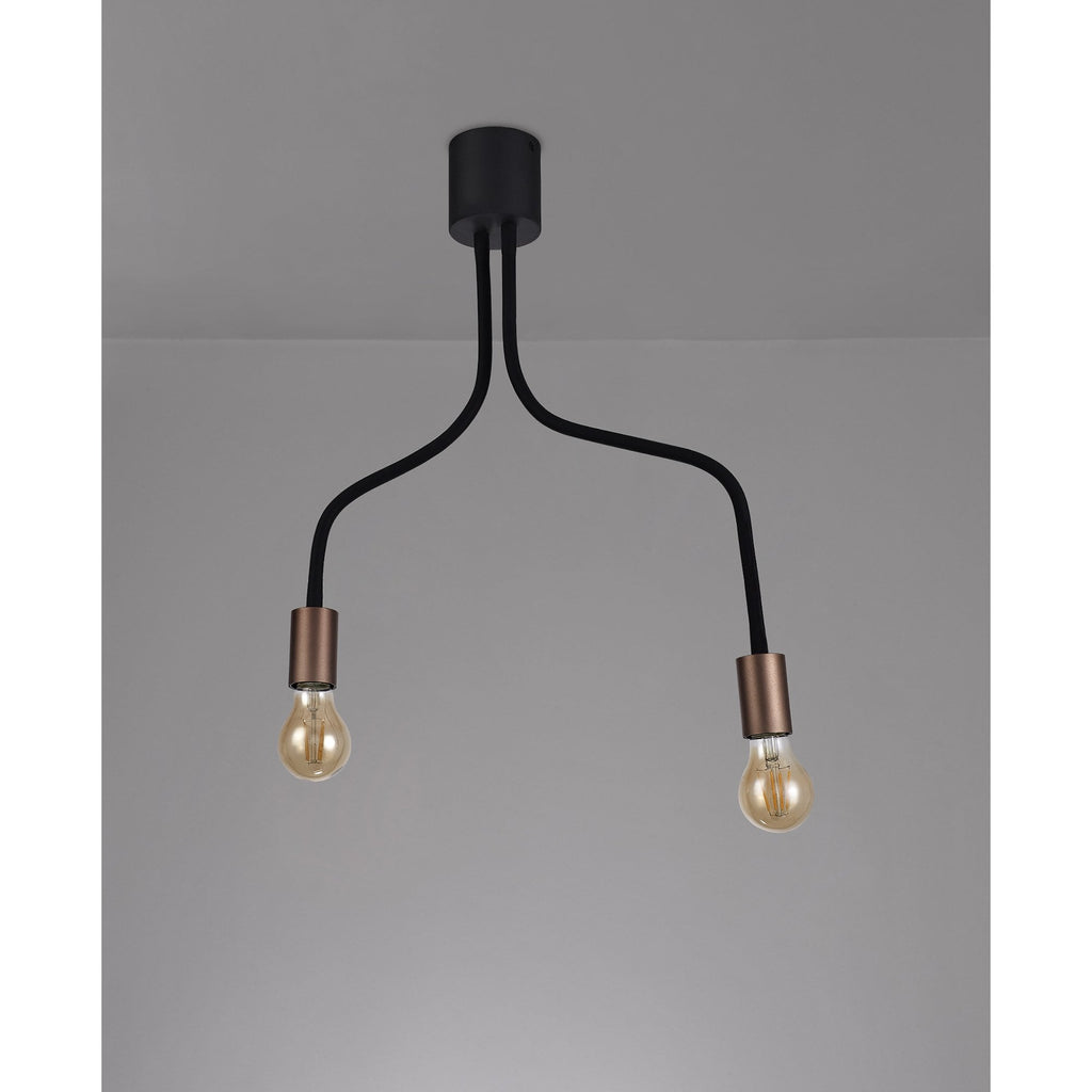 NL76449 Gino Flexible Ceiling 2 Light Satin Black/Brushed Copper