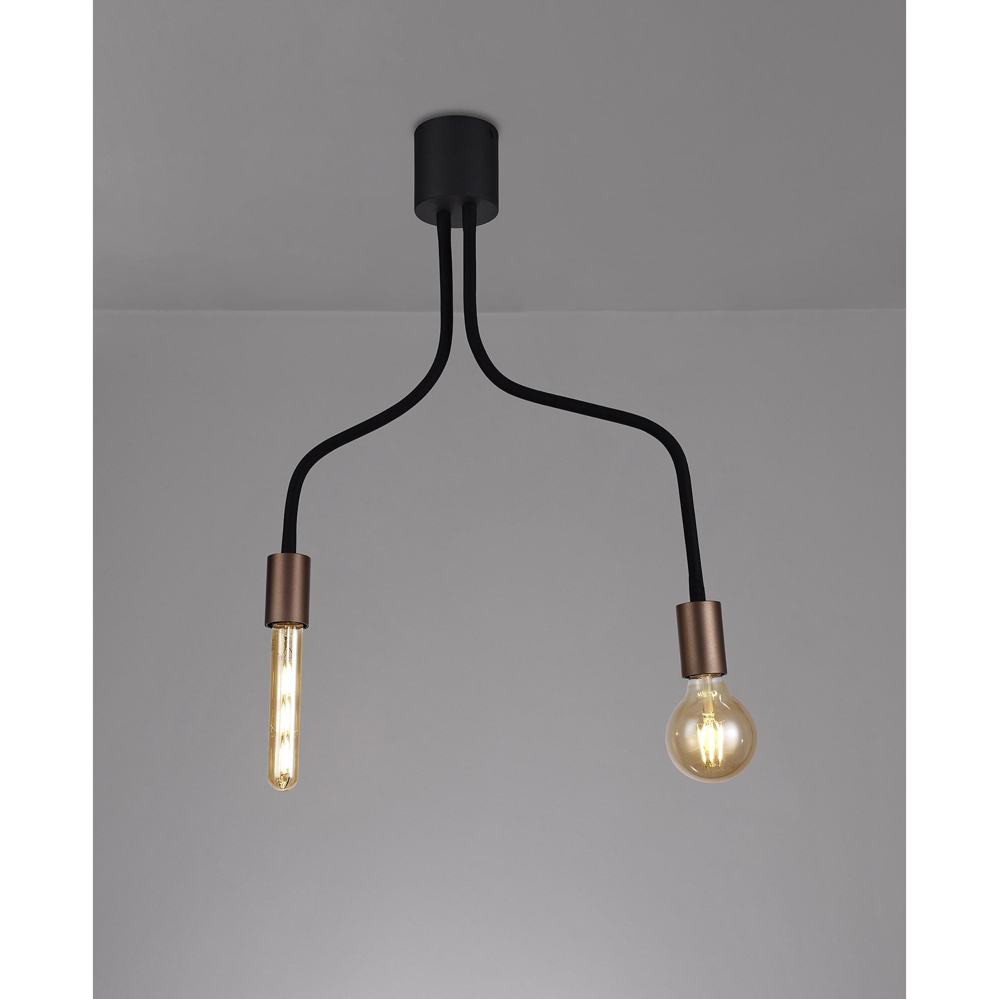 NL76449 Gino Flexible Ceiling 2 Light Satin Black/Brushed Copper