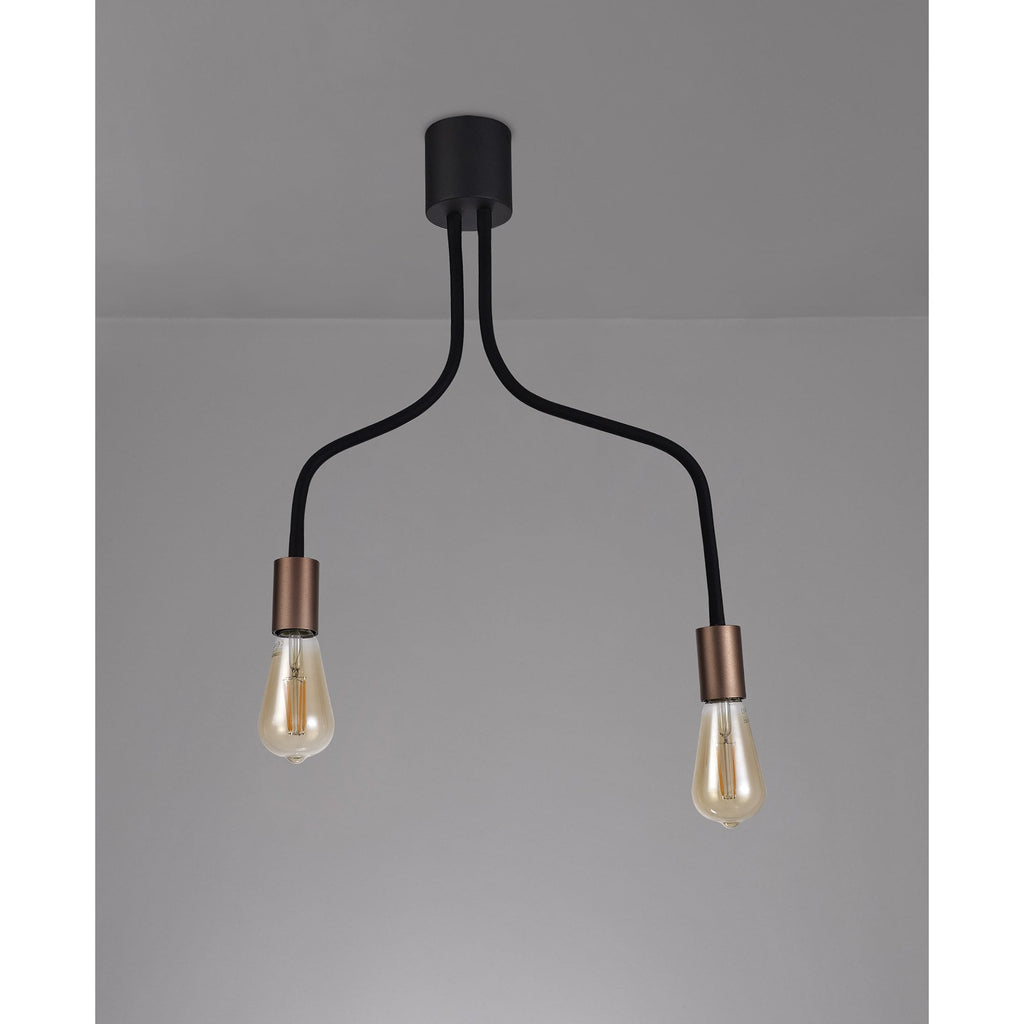NL76449 Gino Flexible Ceiling 2 Light Satin Black/Brushed Copper