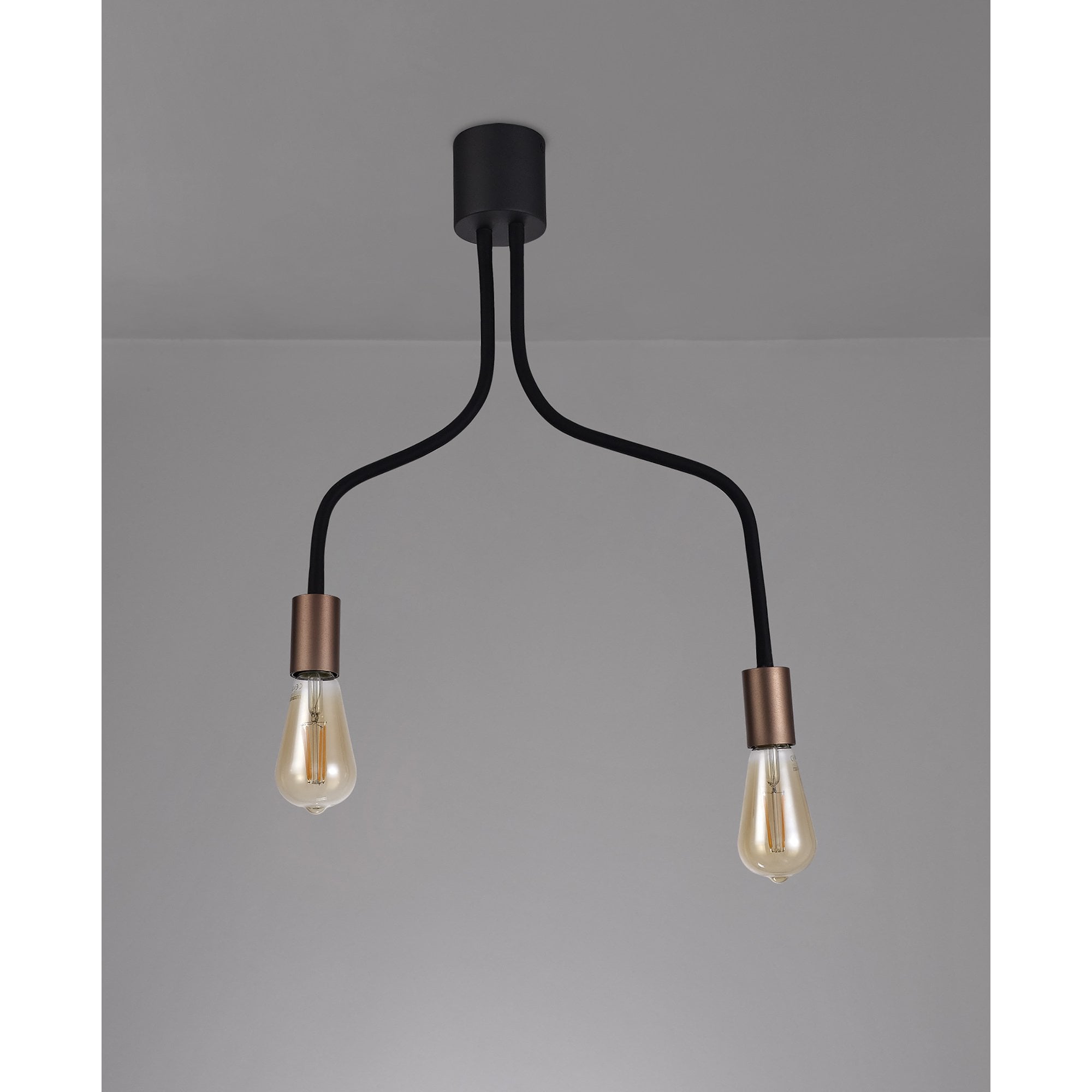 NL76449 Gino Flexible Ceiling 2 Light Satin Black/Brushed Copper