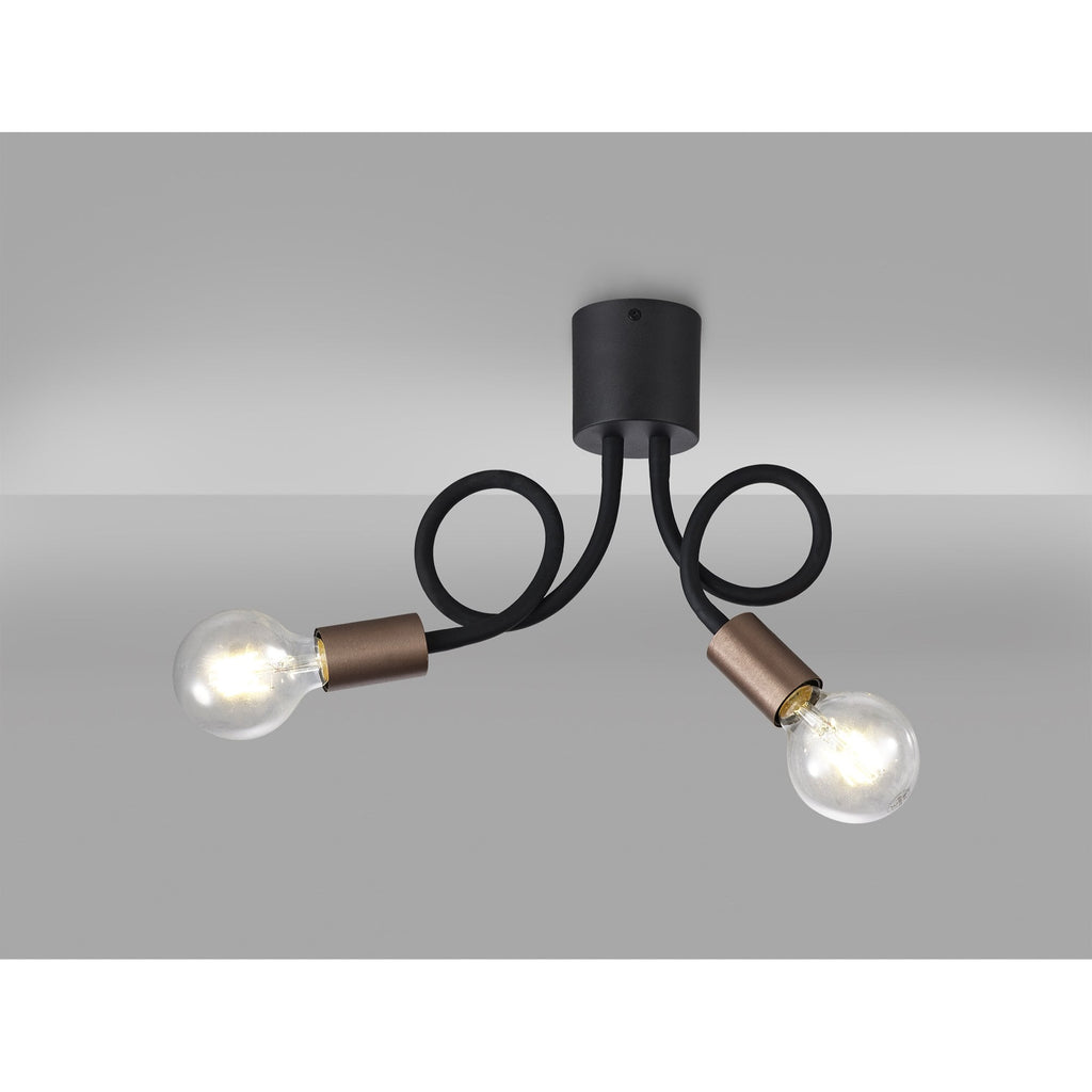 NL76449 Gino Flexible Ceiling 2 Light Satin Black/Brushed Copper