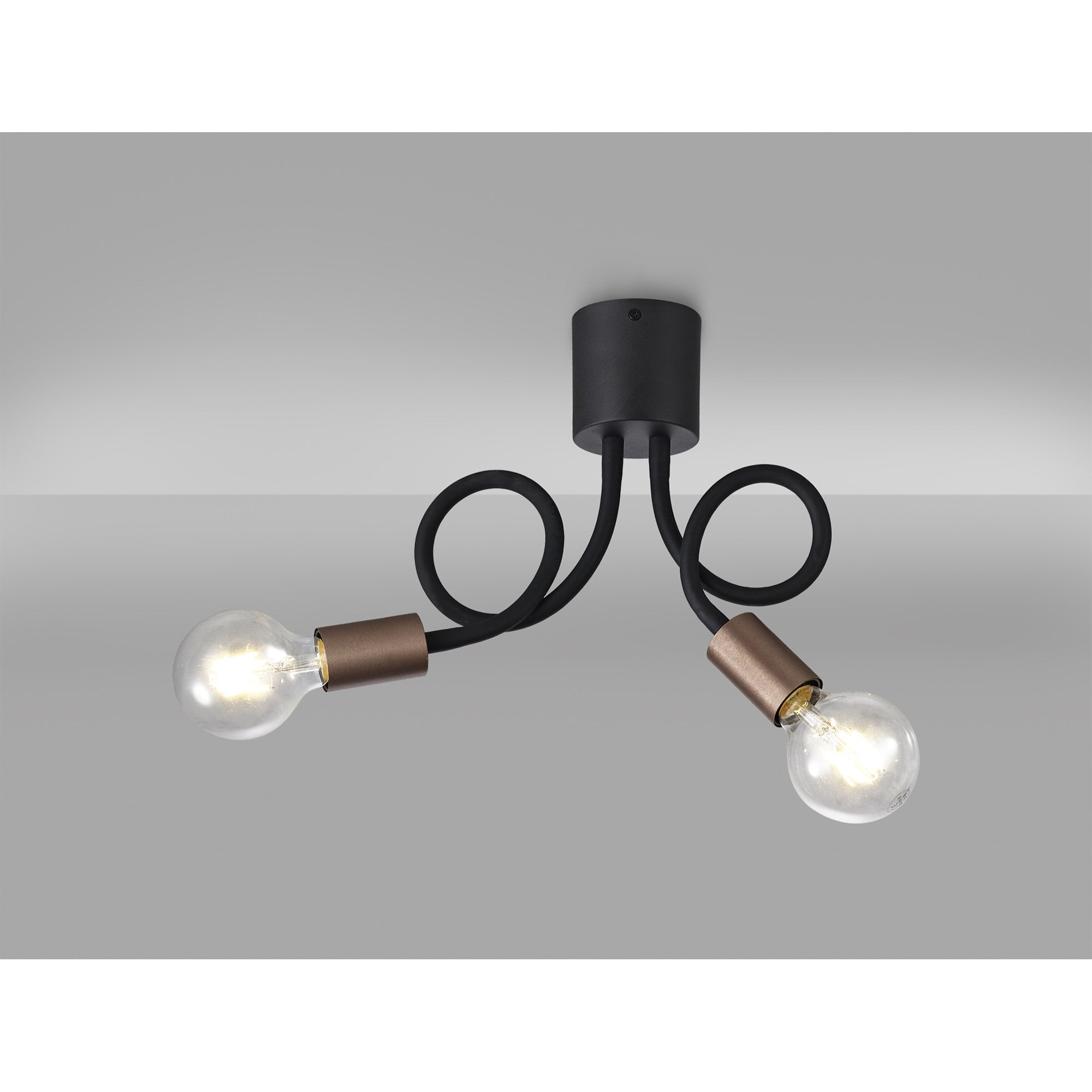 NL76449 Gino Flexible Ceiling 2 Light Satin Black/Brushed Copper