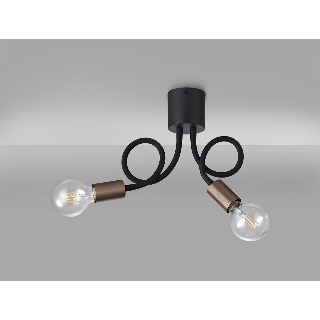 NL76449 Gino Flexible Ceiling 2 Light Satin Black/Brushed Copper