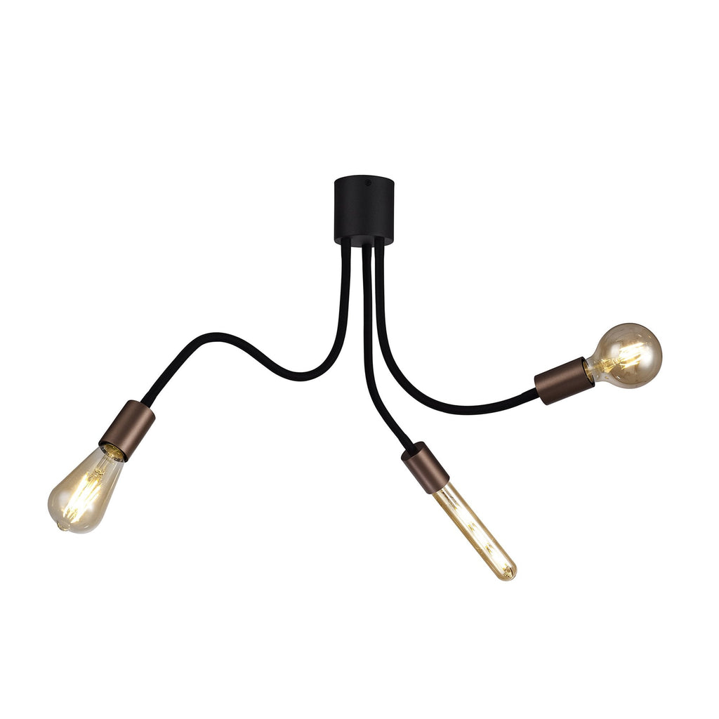 NL76459 Gino Flexible Ceiling 3 Light Satin Black/Brushed Copper
