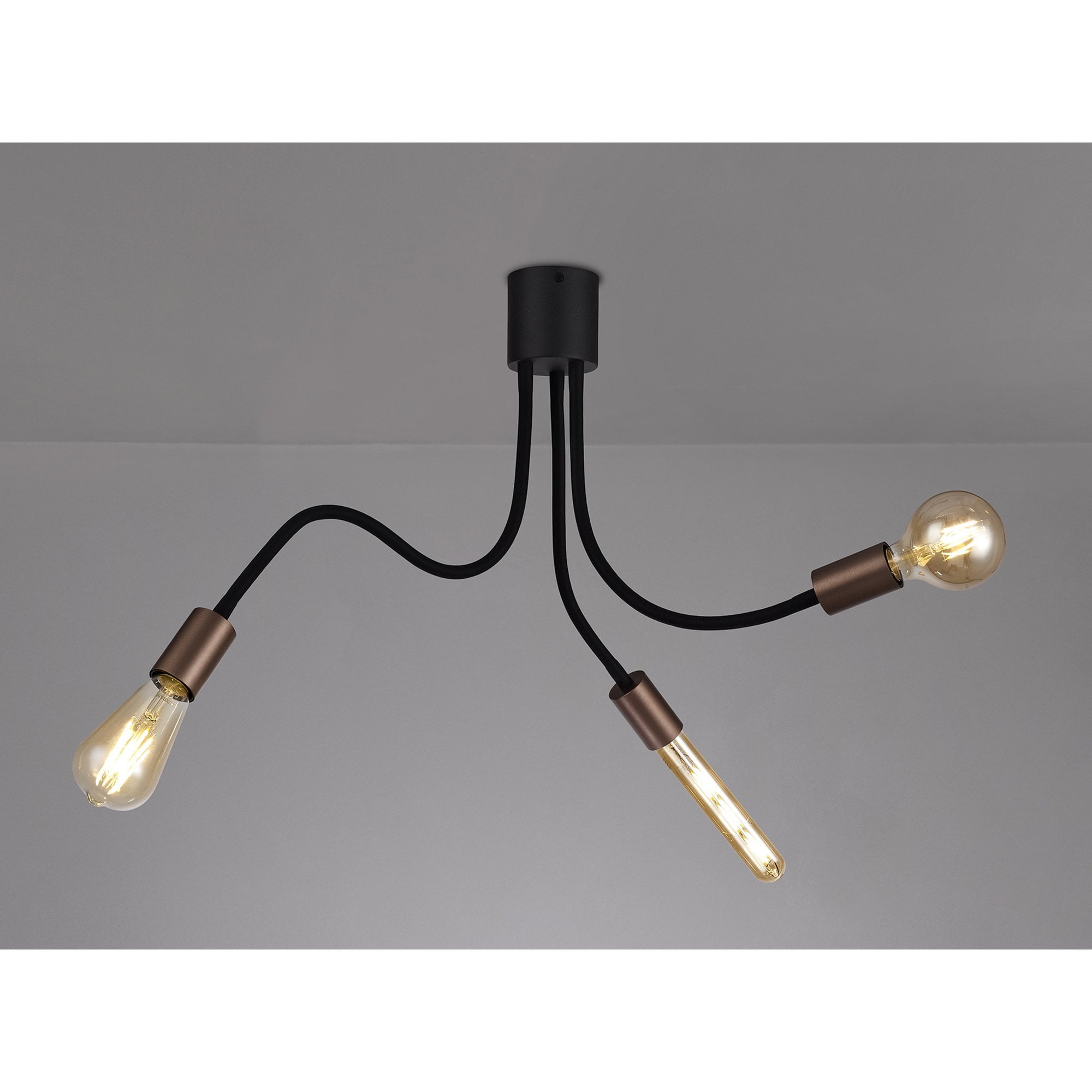 NL76459 Gino Flexible Ceiling 3 Light Satin Black/Brushed Copper
