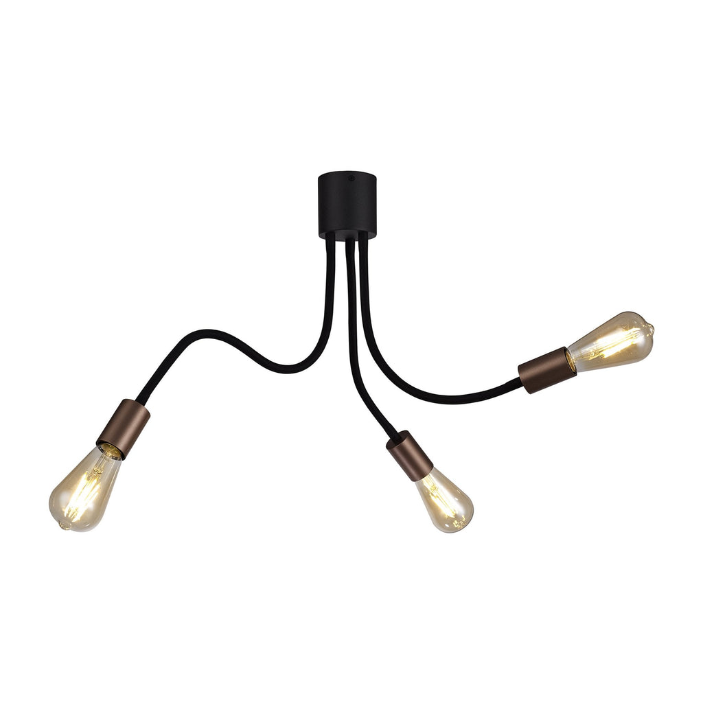 NL76459 Gino Flexible Ceiling 3 Light Satin Black/Brushed Copper