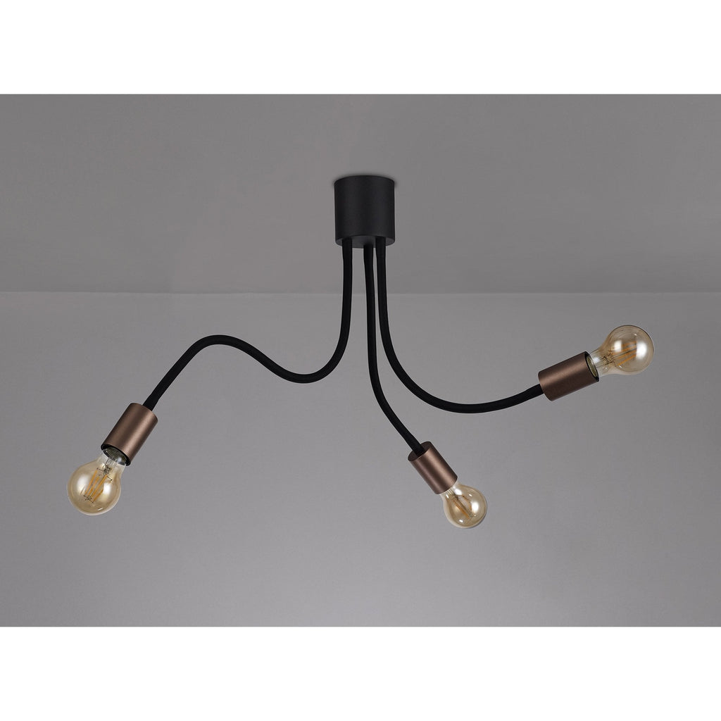 NL76459 Gino Flexible Ceiling 3 Light Satin Black/Brushed Copper