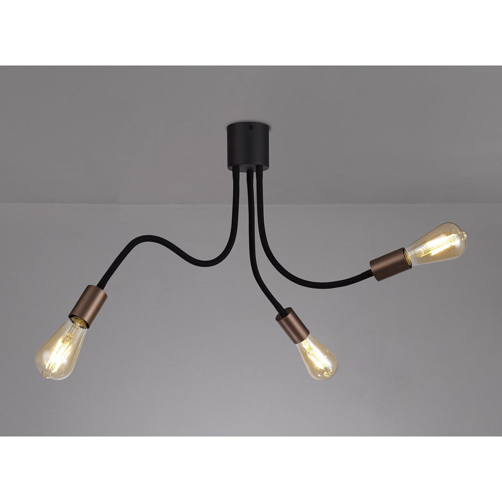 NL76459 Gino Flexible Ceiling 3 Light Satin Black/Brushed Copper