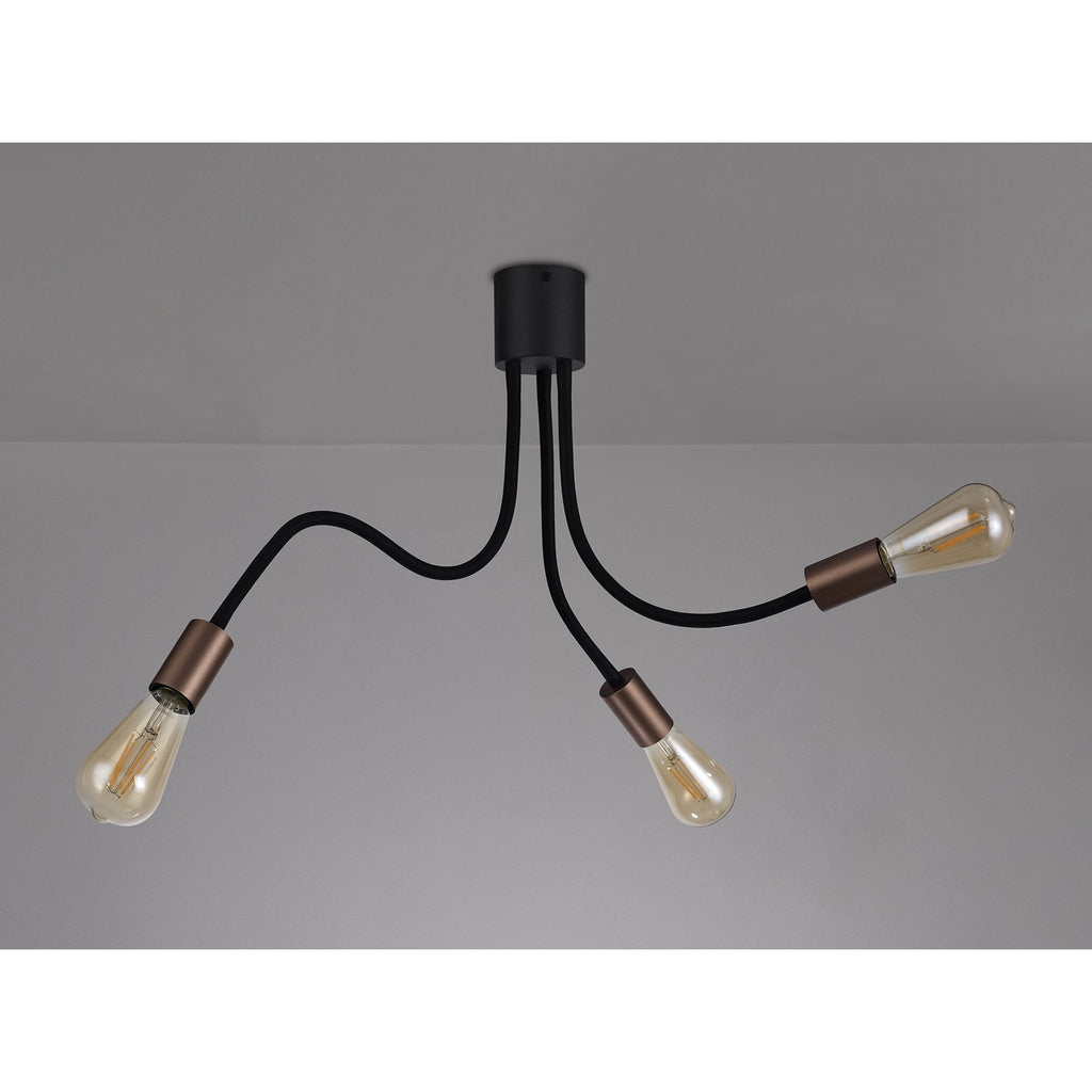 NL76459 Gino Flexible Ceiling 3 Light Satin Black/Brushed Copper