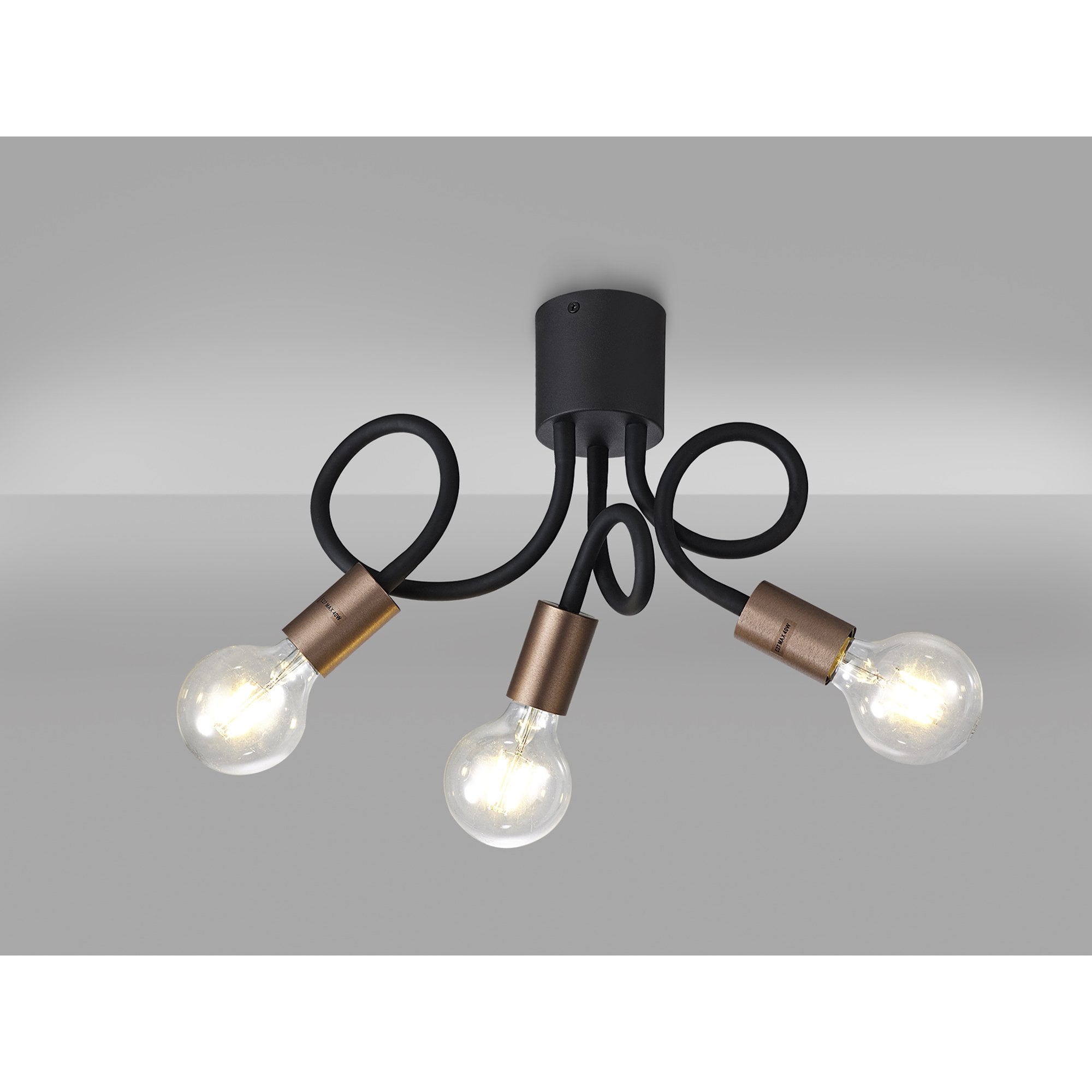 NL76459 Gino Flexible Ceiling 3 Light Satin Black/Brushed Copper