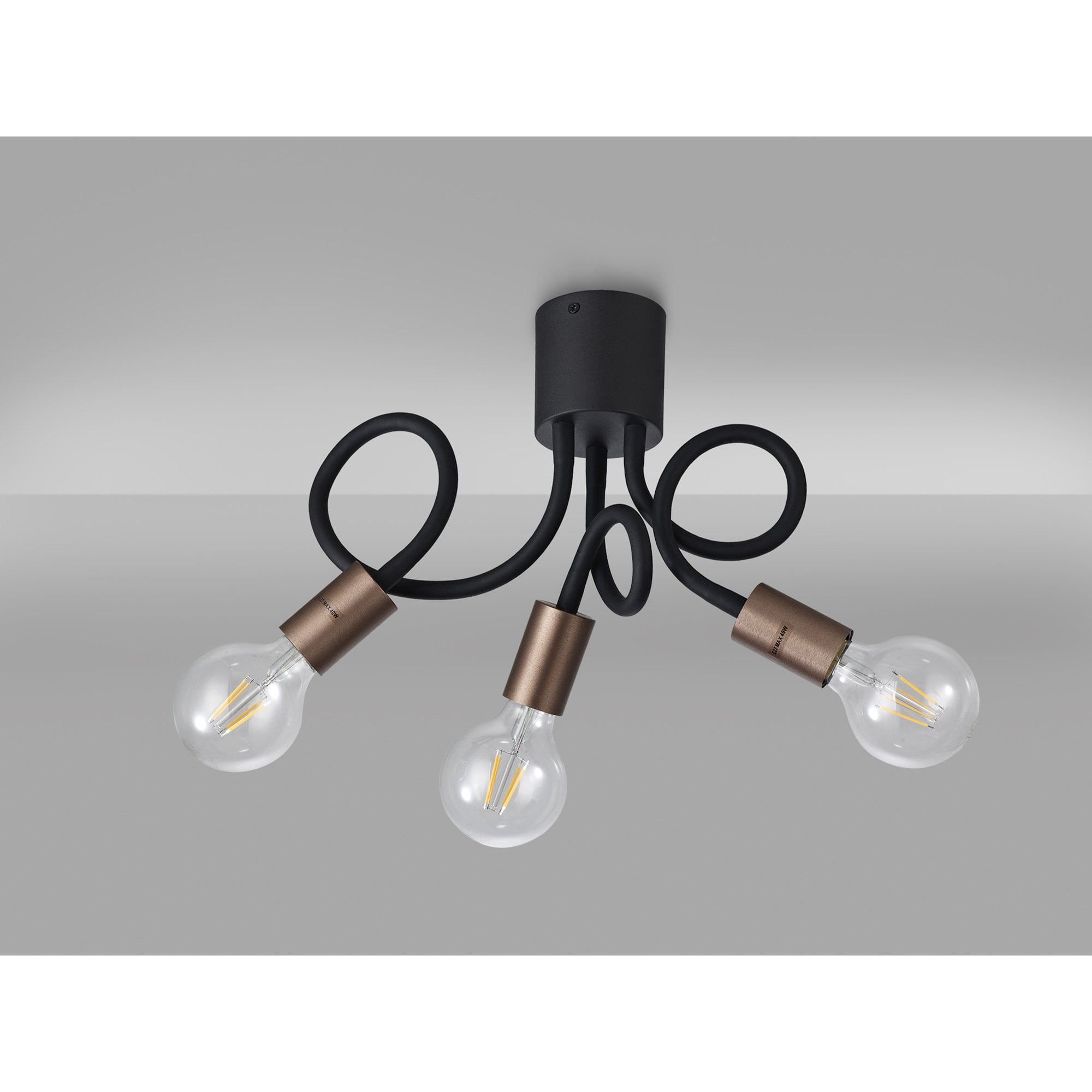 NL76459 Gino Flexible Ceiling 3 Light Satin Black/Brushed Copper