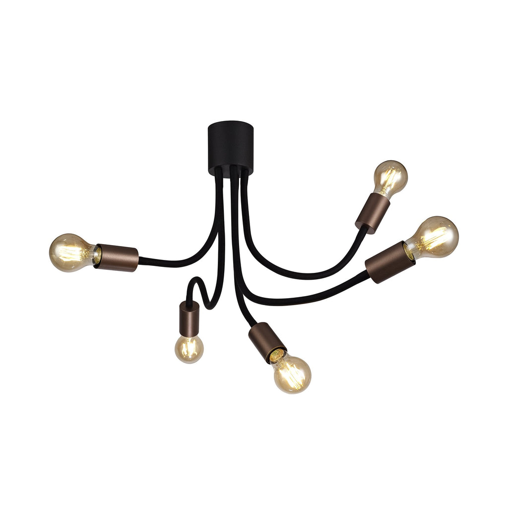 NL76469 Gino Flexible Ceiling 5 Light Satin Black/Brushed Copper