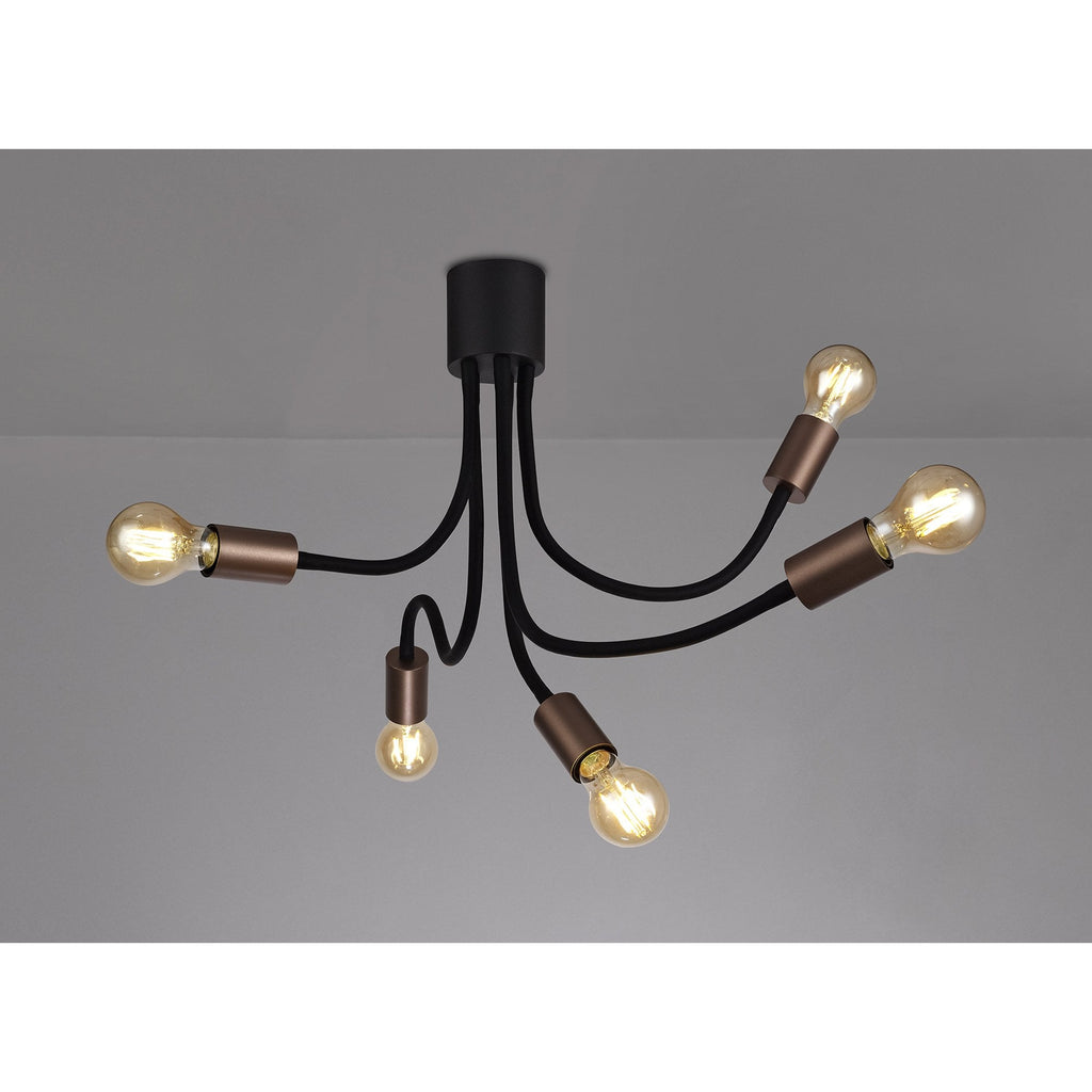 NL76469 Gino Flexible Ceiling 5 Light Satin Black/Brushed Copper