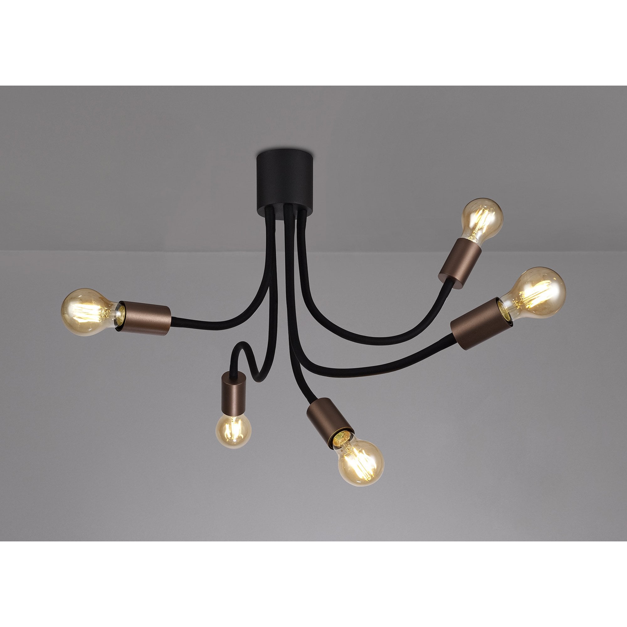 NL76469 Gino Flexible Ceiling 5 Light Satin Black/Brushed Copper