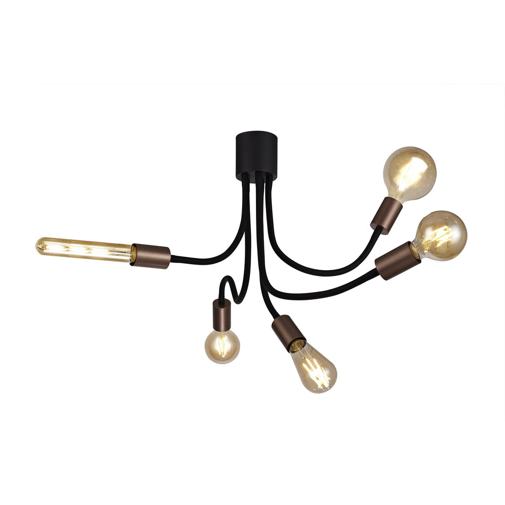 NL76469 Gino Flexible Ceiling 5 Light Satin Black/Brushed Copper