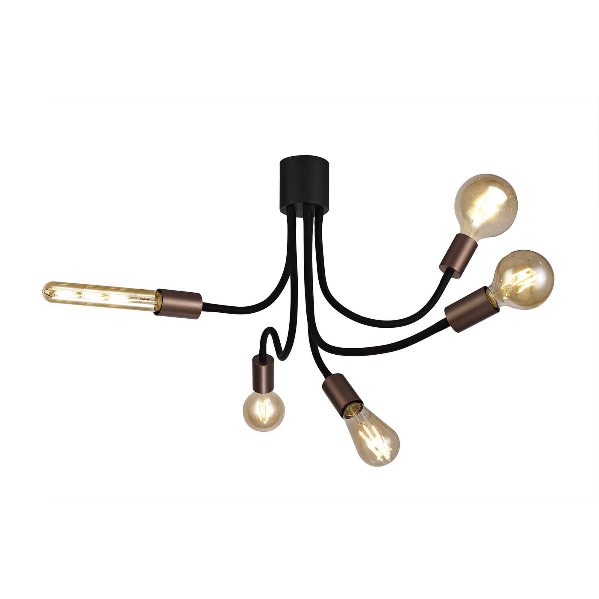 NL76469 Gino Flexible Ceiling 5 Light Satin Black/Brushed Copper