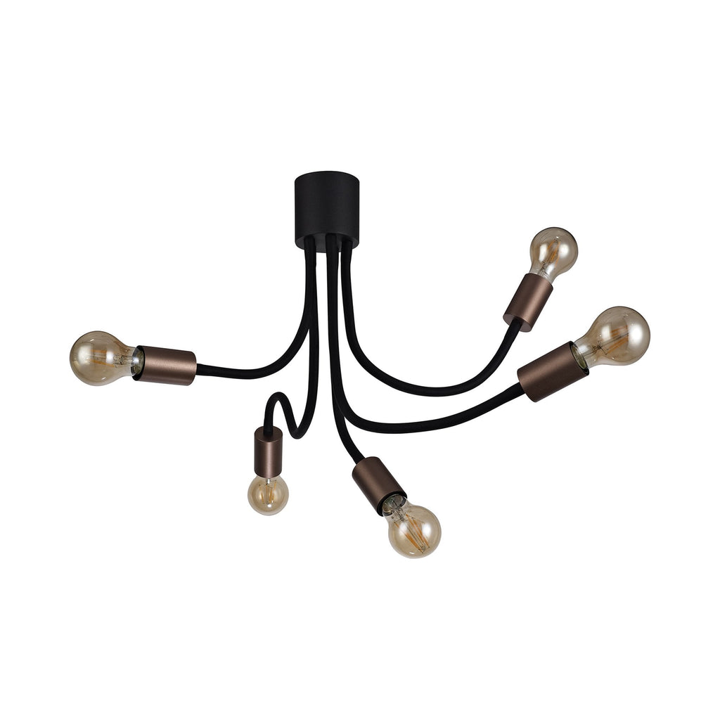NL76469 Gino Flexible Ceiling 5 Light Satin Black/Brushed Copper