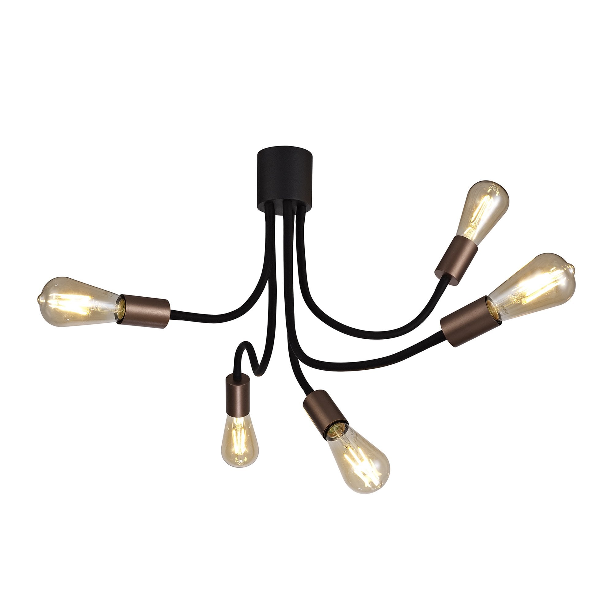 NL76469 Gino Flexible Ceiling 5 Light Satin Black/Brushed Copper