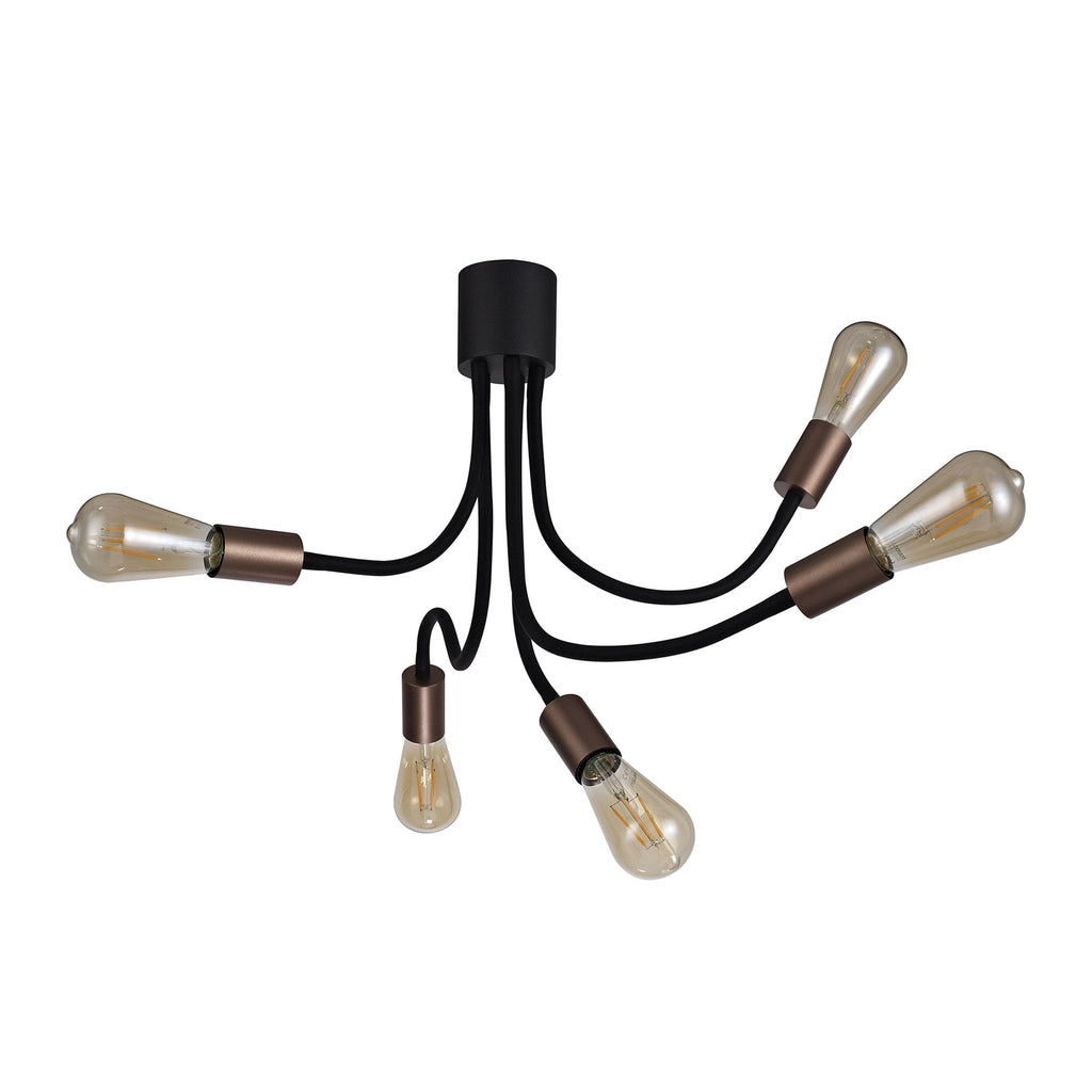 NL76469 Gino Flexible Ceiling 5 Light Satin Black/Brushed Copper