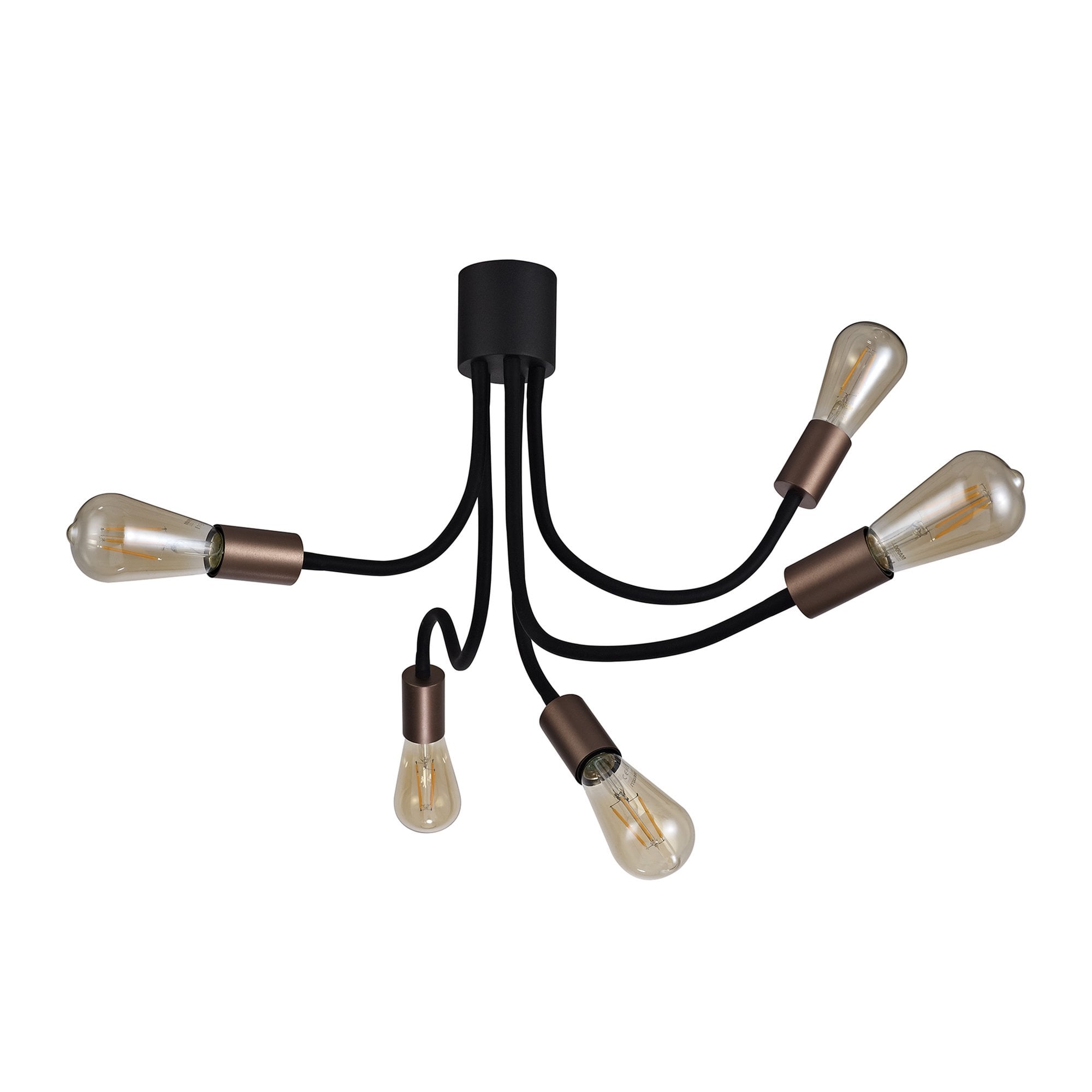 NL76469 Gino Flexible Ceiling 5 Light Satin Black/Brushed Copper