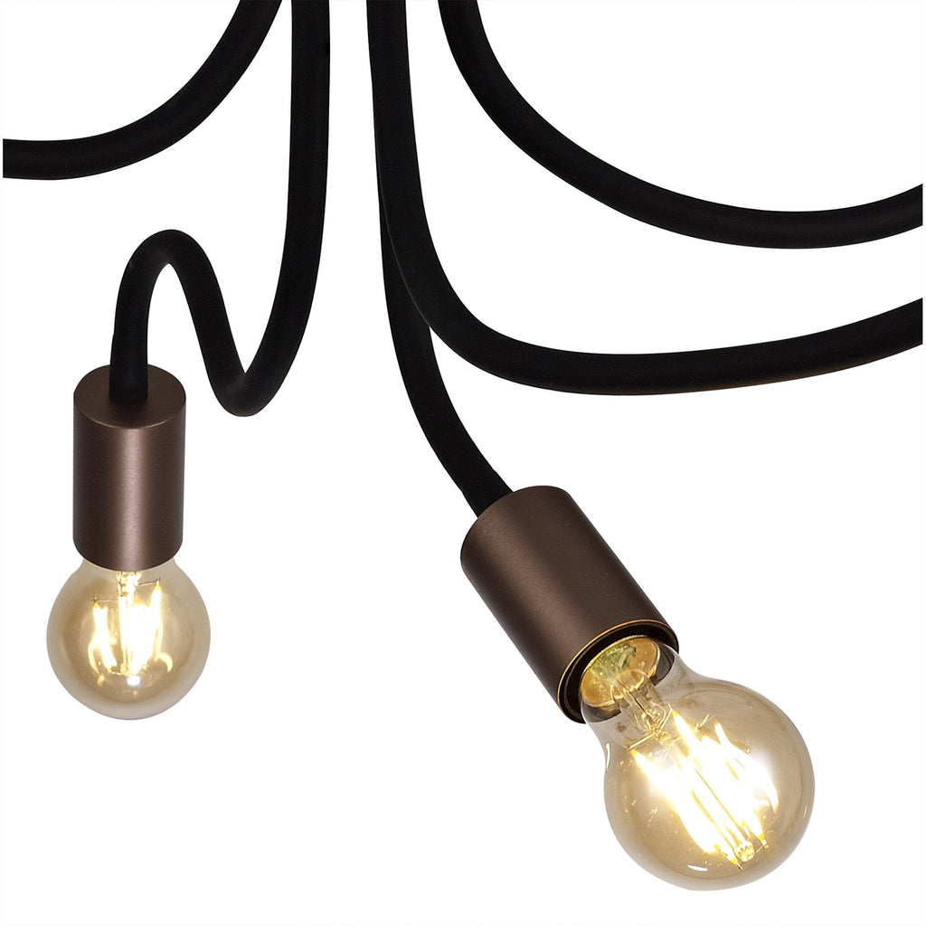 NL76469 Gino Flexible Ceiling 5 Light Satin Black/Brushed Copper