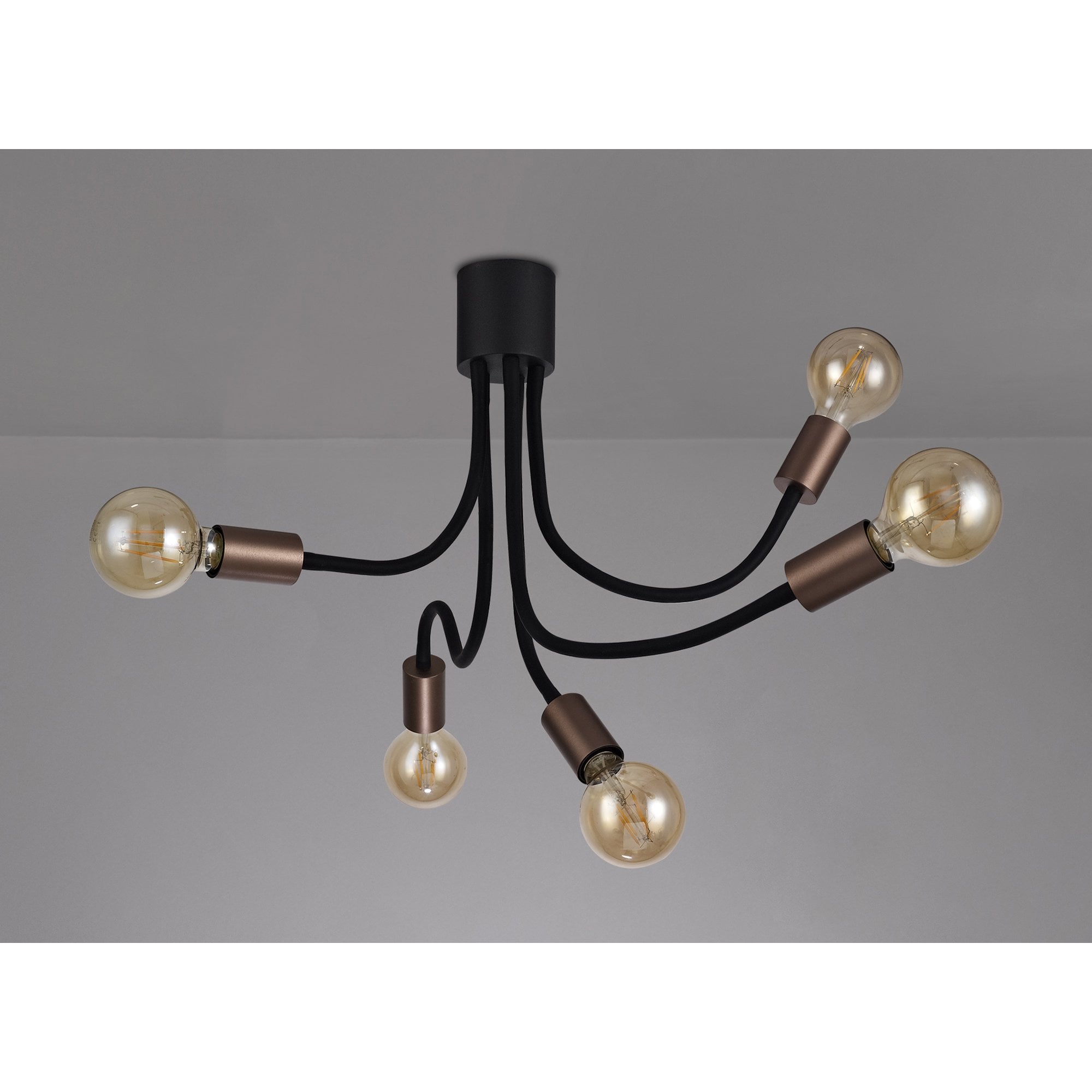 NL76469 Gino Flexible Ceiling 5 Light Satin Black/Brushed Copper