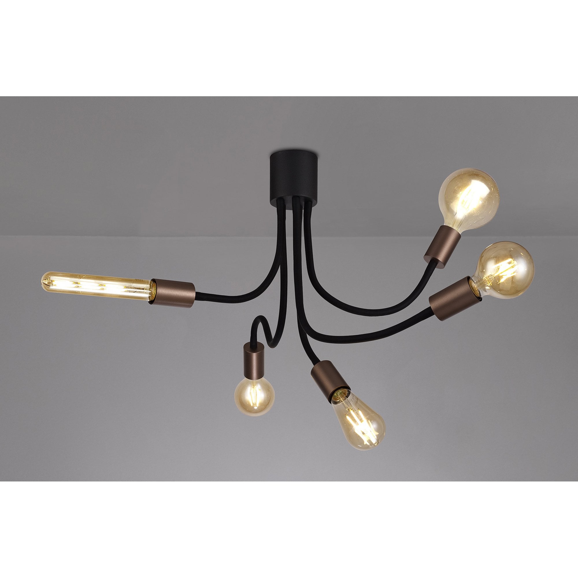 NL76469 Gino Flexible Ceiling 5 Light Satin Black/Brushed Copper