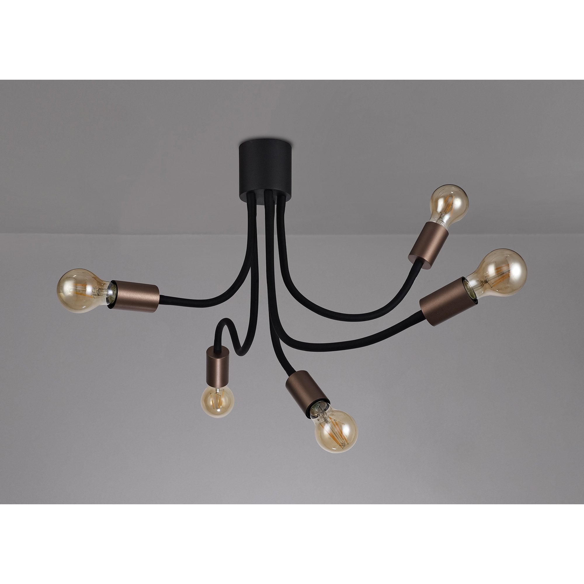 NL76469 Gino Flexible Ceiling 5 Light Satin Black/Brushed Copper