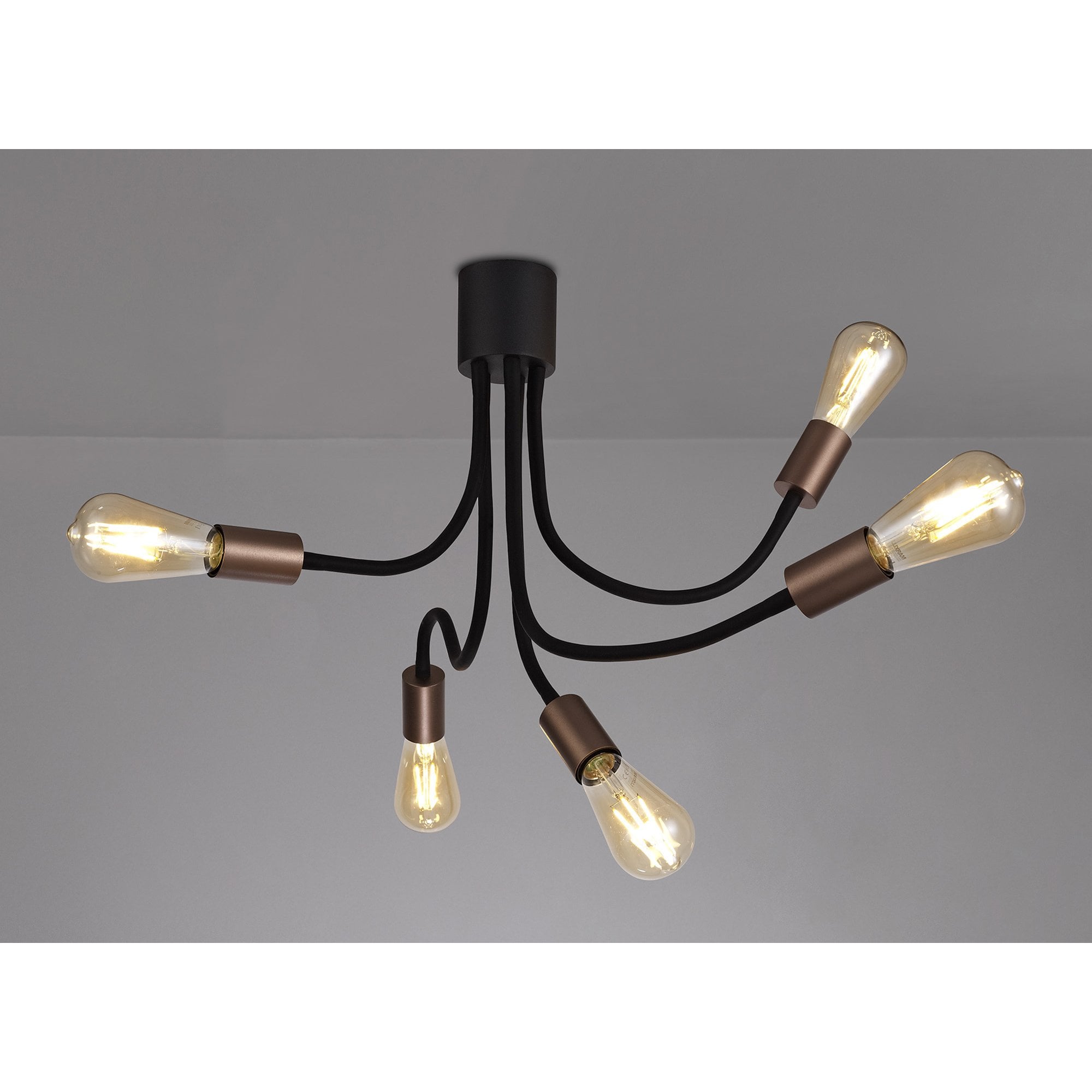 NL76469 Gino Flexible Ceiling 5 Light Satin Black/Brushed Copper