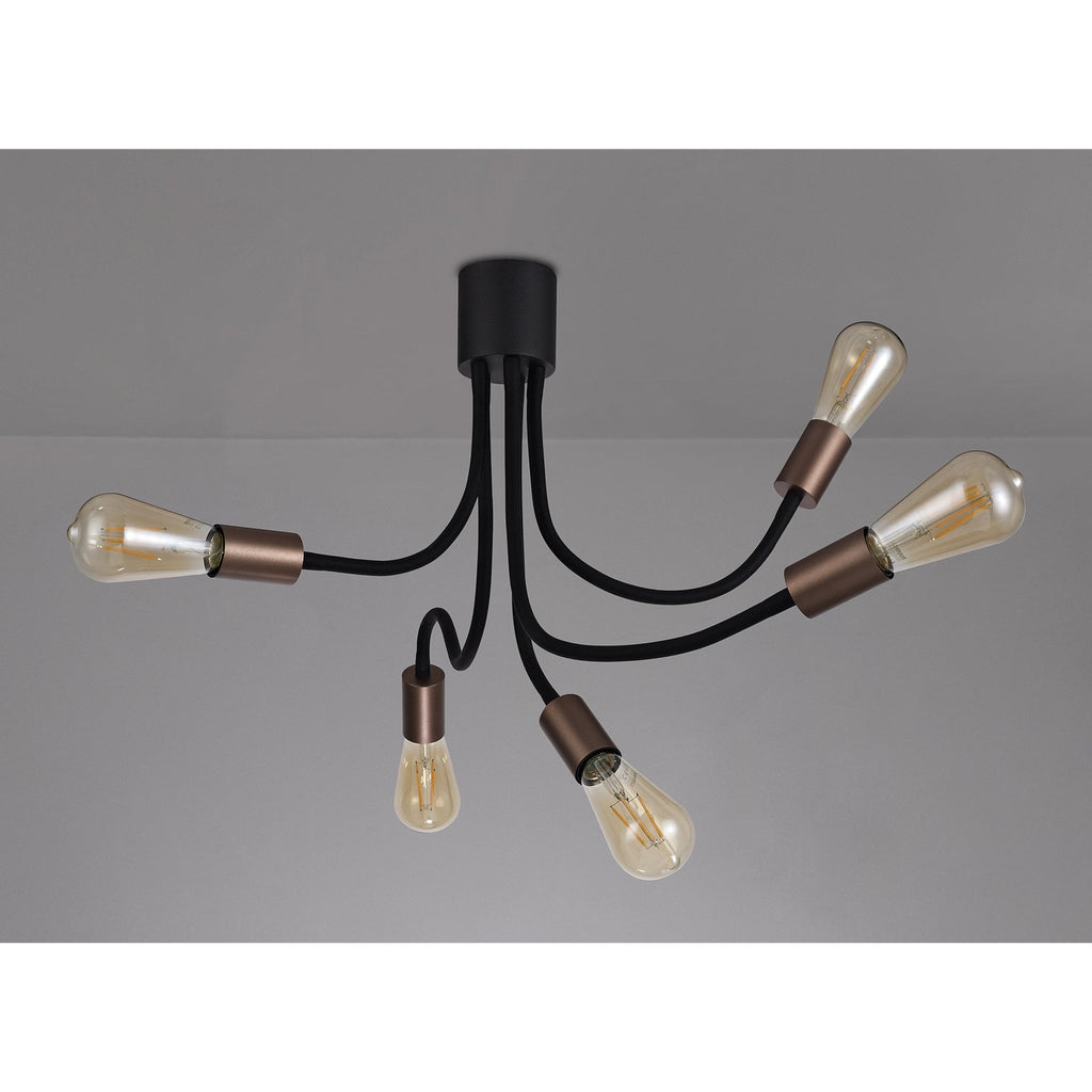 NL76469 Gino Flexible Ceiling 5 Light Satin Black/Brushed Copper