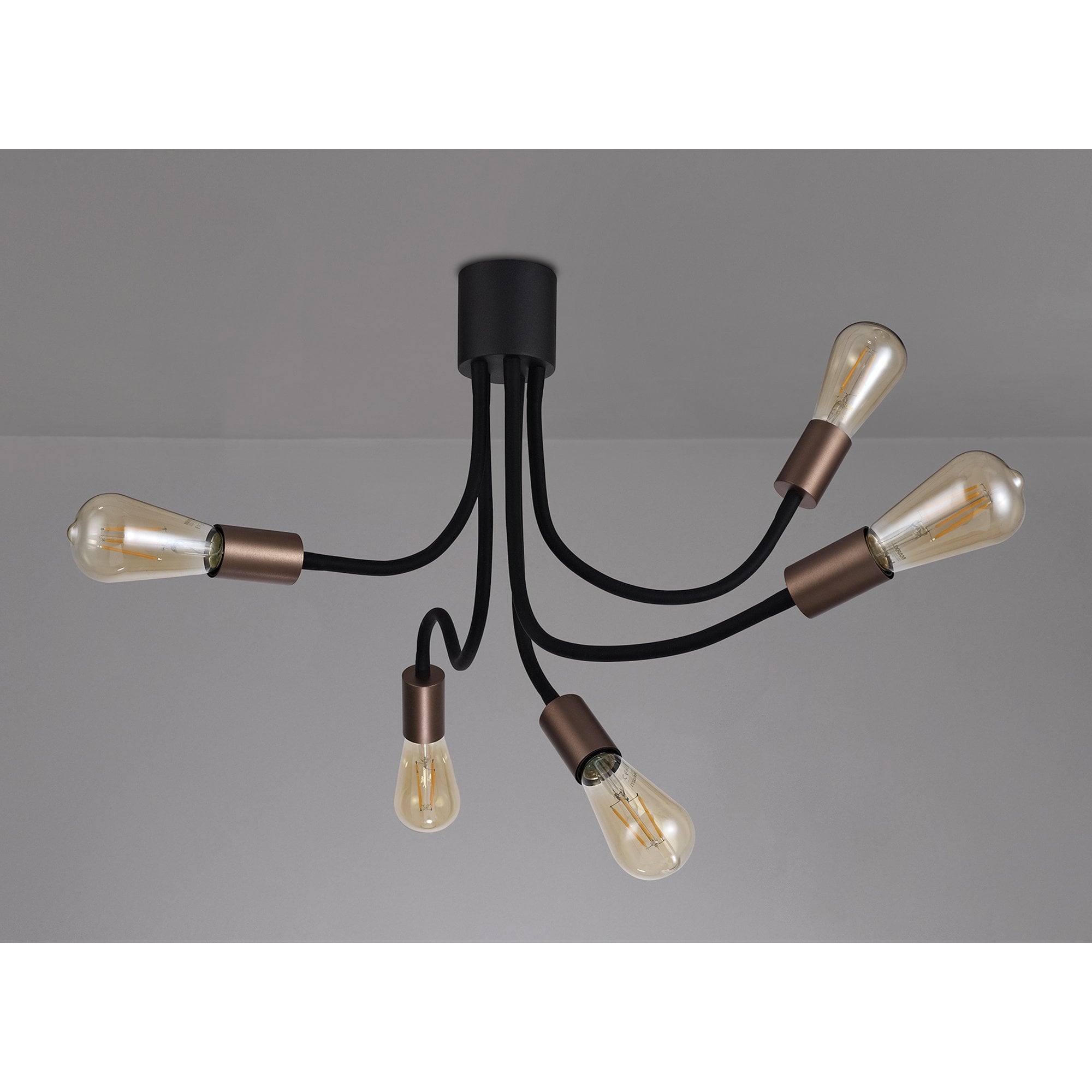 NL76469 Gino Flexible Ceiling 5 Light Satin Black/Brushed Copper