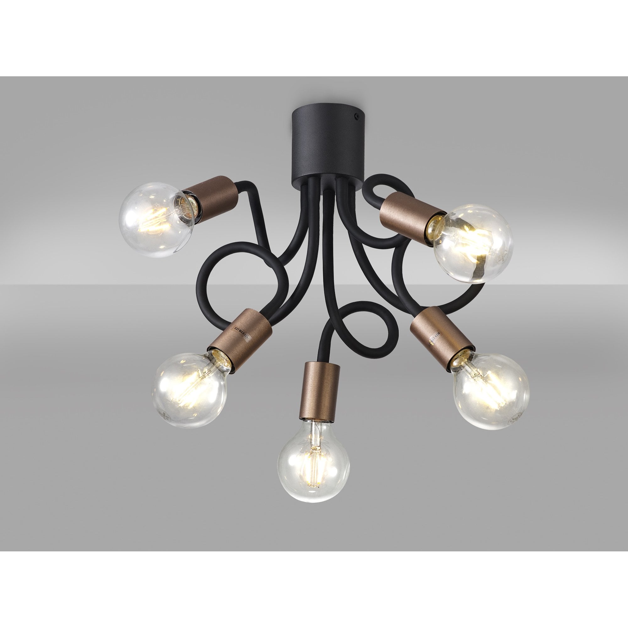 NL76469 Gino Flexible Ceiling 5 Light Satin Black/Brushed Copper