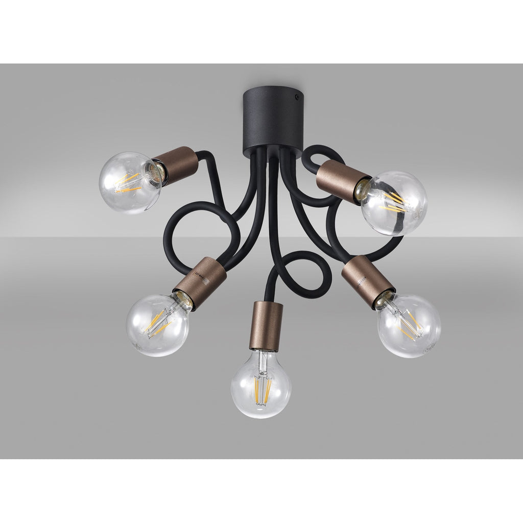 NL76469 Gino Flexible Ceiling 5 Light Satin Black/Brushed Copper