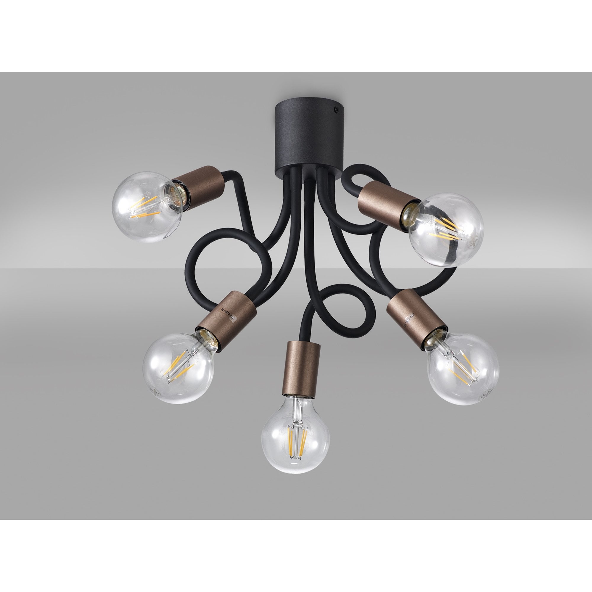 NL76469 Gino Flexible Ceiling 5 Light Satin Black/Brushed Copper
