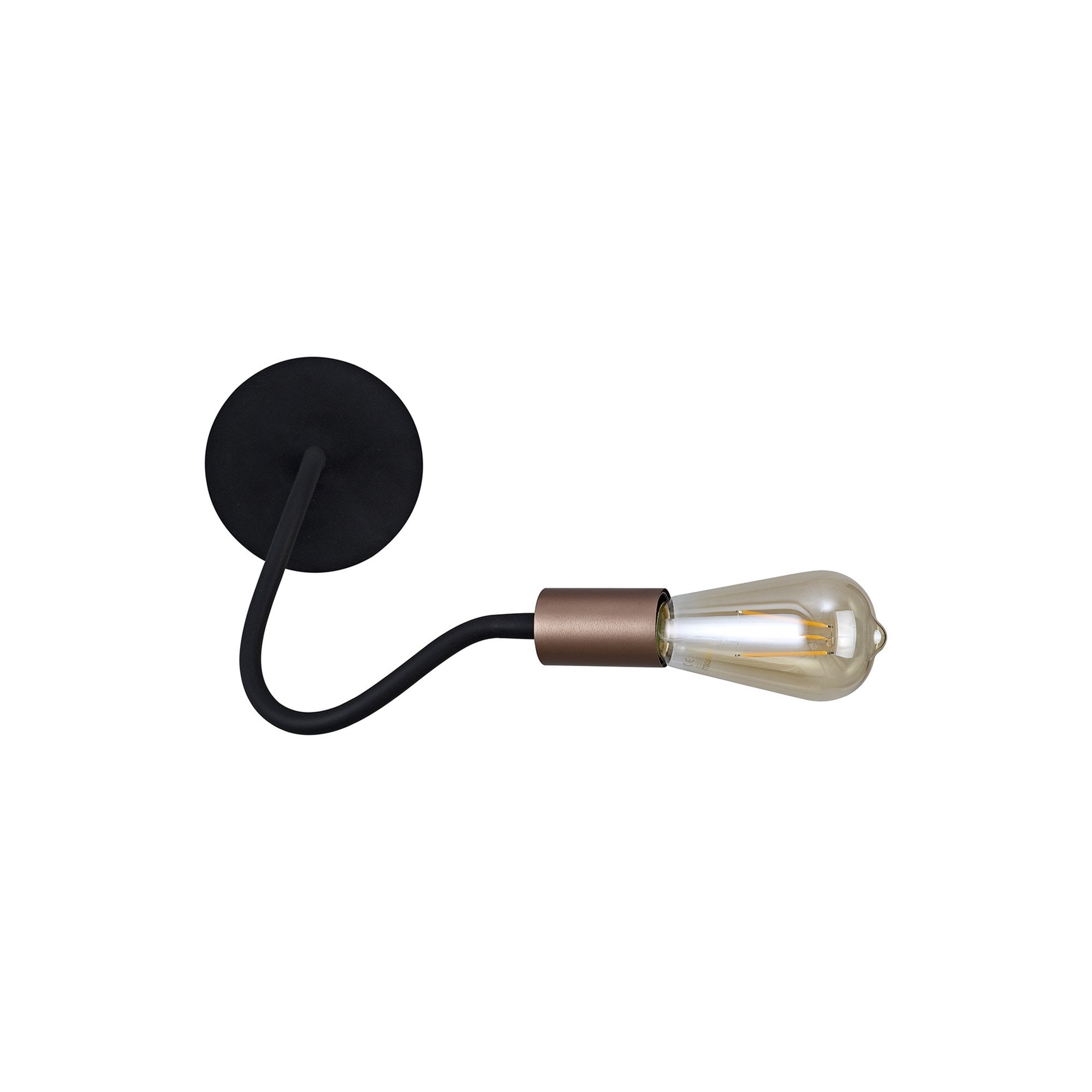 NL76479 Gino Flexible Wall Lamp 1 Light Satin Black/Brushed Copper