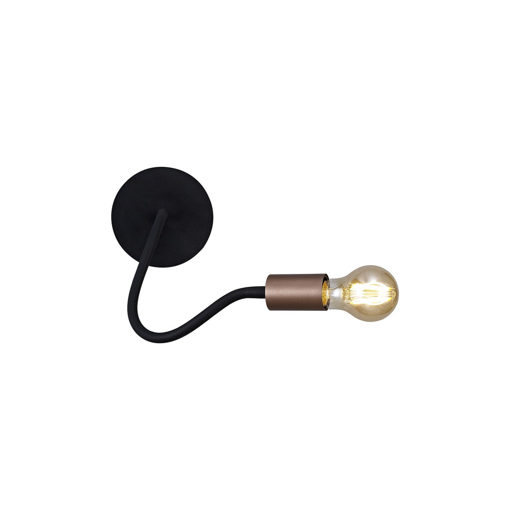 NL76479 Gino Flexible Wall Lamp 1 Light Satin Black/Brushed Copper